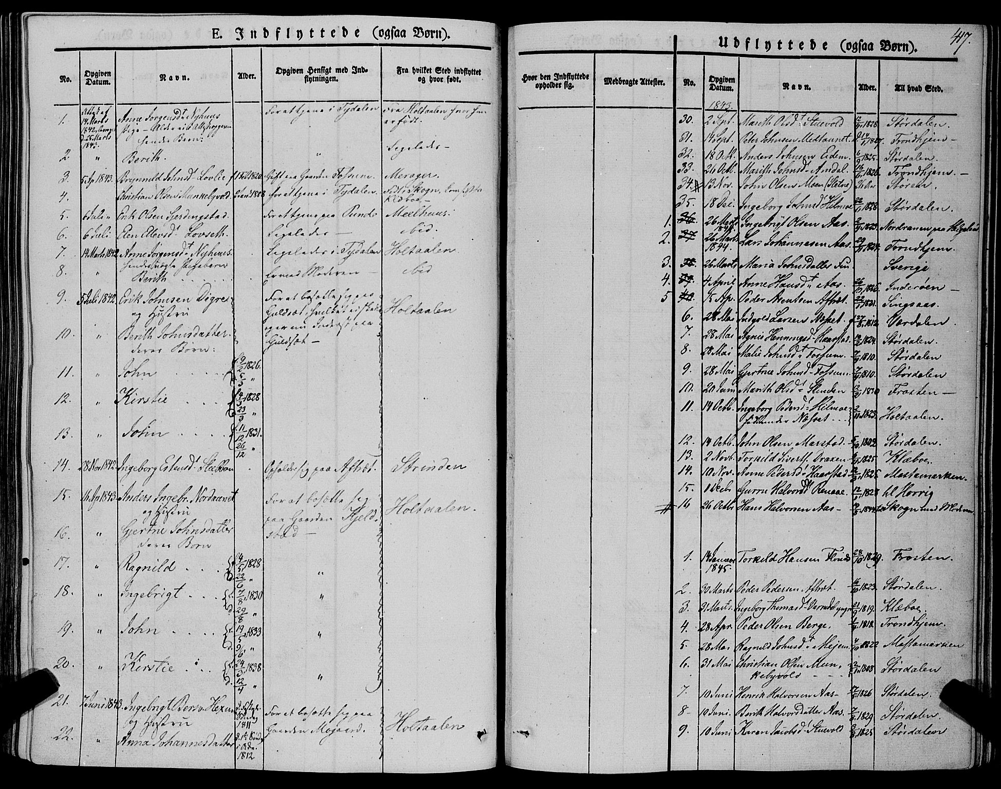 Ministerialprotokoller, klokkerbøker og fødselsregistre - Sør-Trøndelag, SAT/A-1456/695/L1145: Parish register (official) no. 695A06 /1, 1843-1859, p. 417