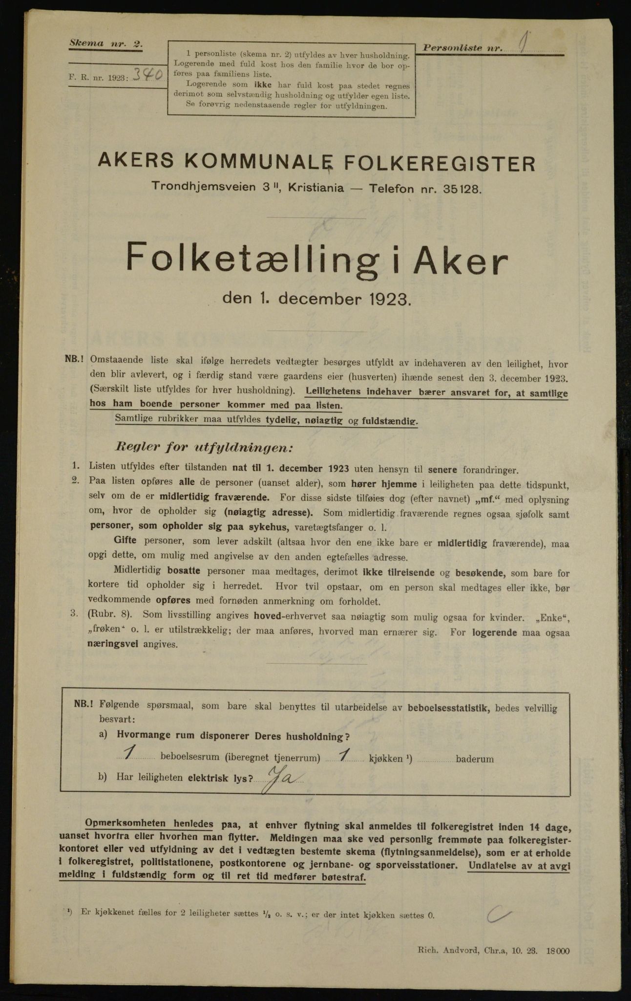 , Municipal Census 1923 for Aker, 1923, p. 38680