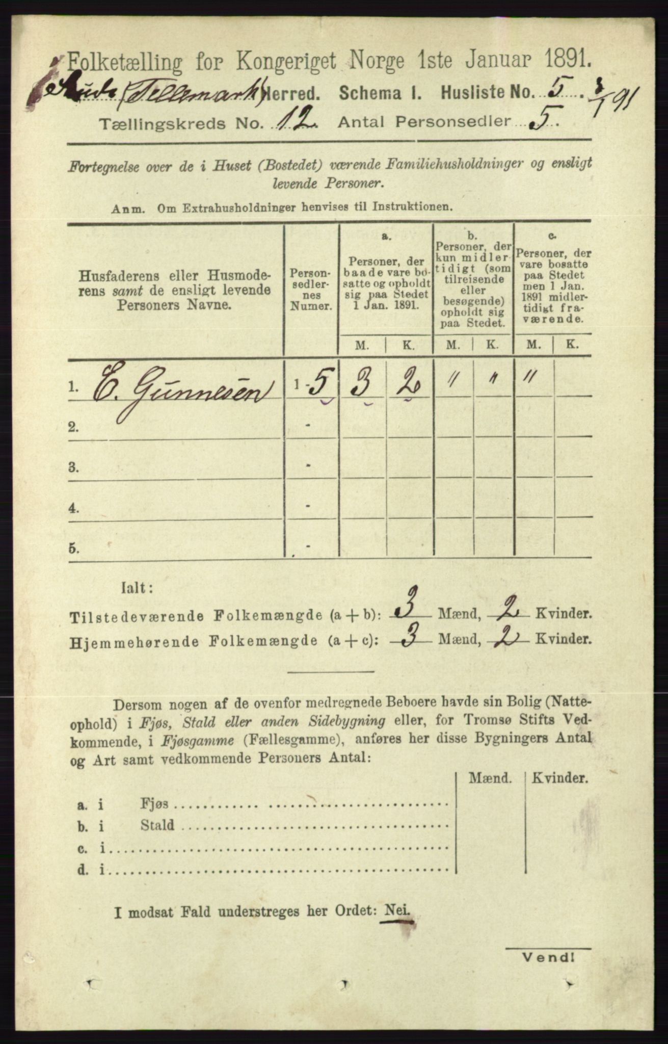 RA, 1891 census for 0822 Sauherad, 1891, p. 3569