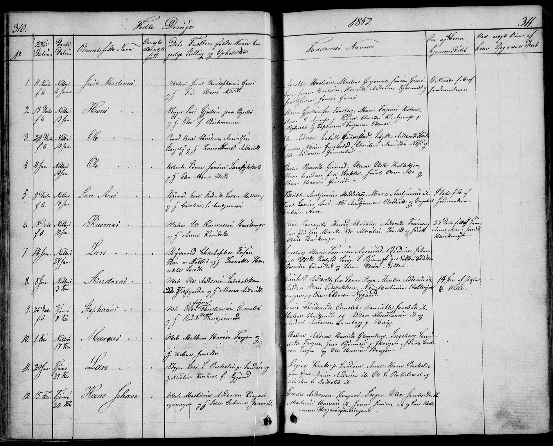 Nøtterøy kirkebøker, AV/SAKO-A-354/F/Fa/L0005: Parish register (official) no. I 5, 1839-1852, p. 310-311