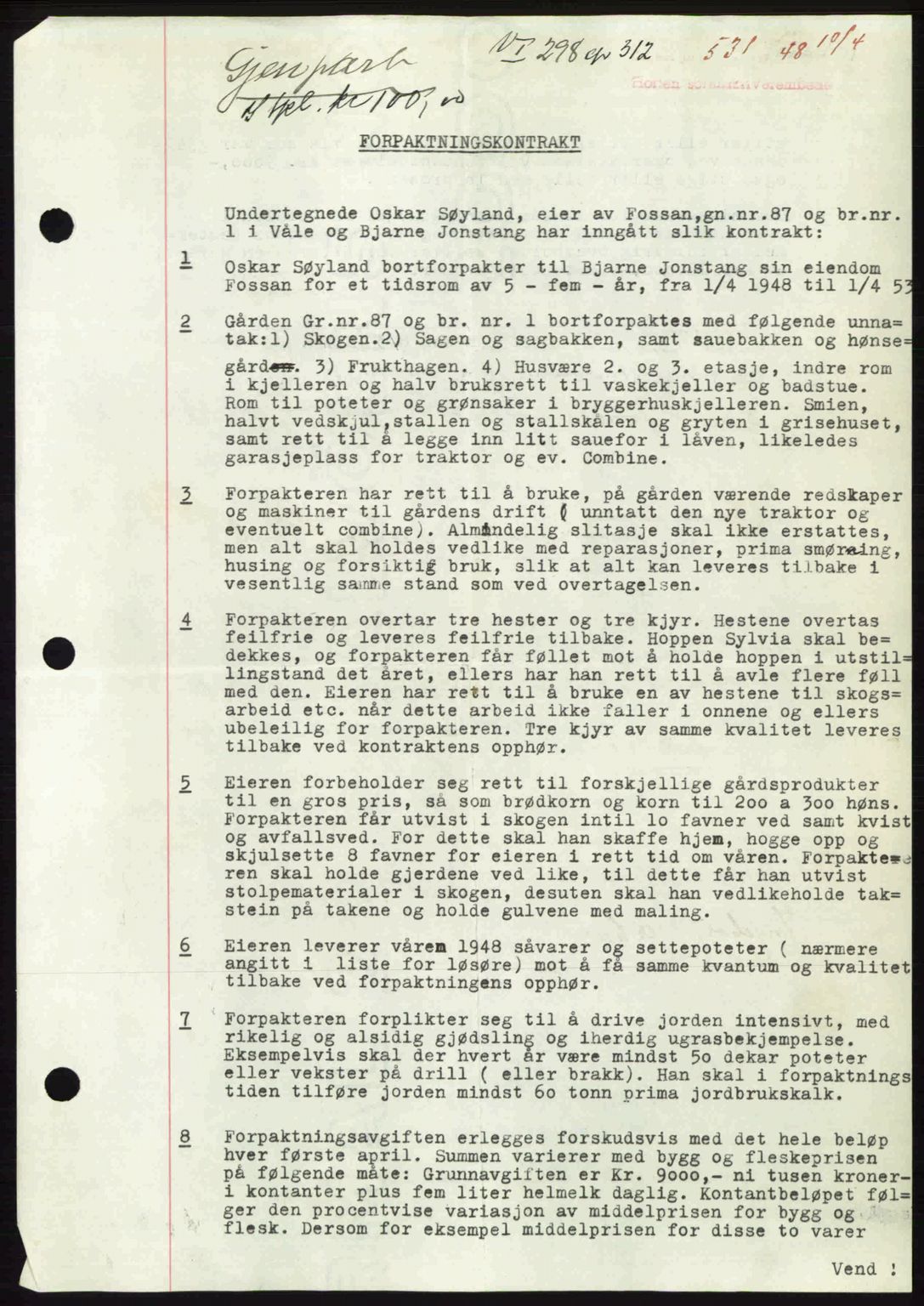 Horten sorenskriveri, AV/SAKO-A-133/G/Ga/Gaa/L0010: Mortgage book no. A-10, 1947-1948, Diary no: : 531/1948