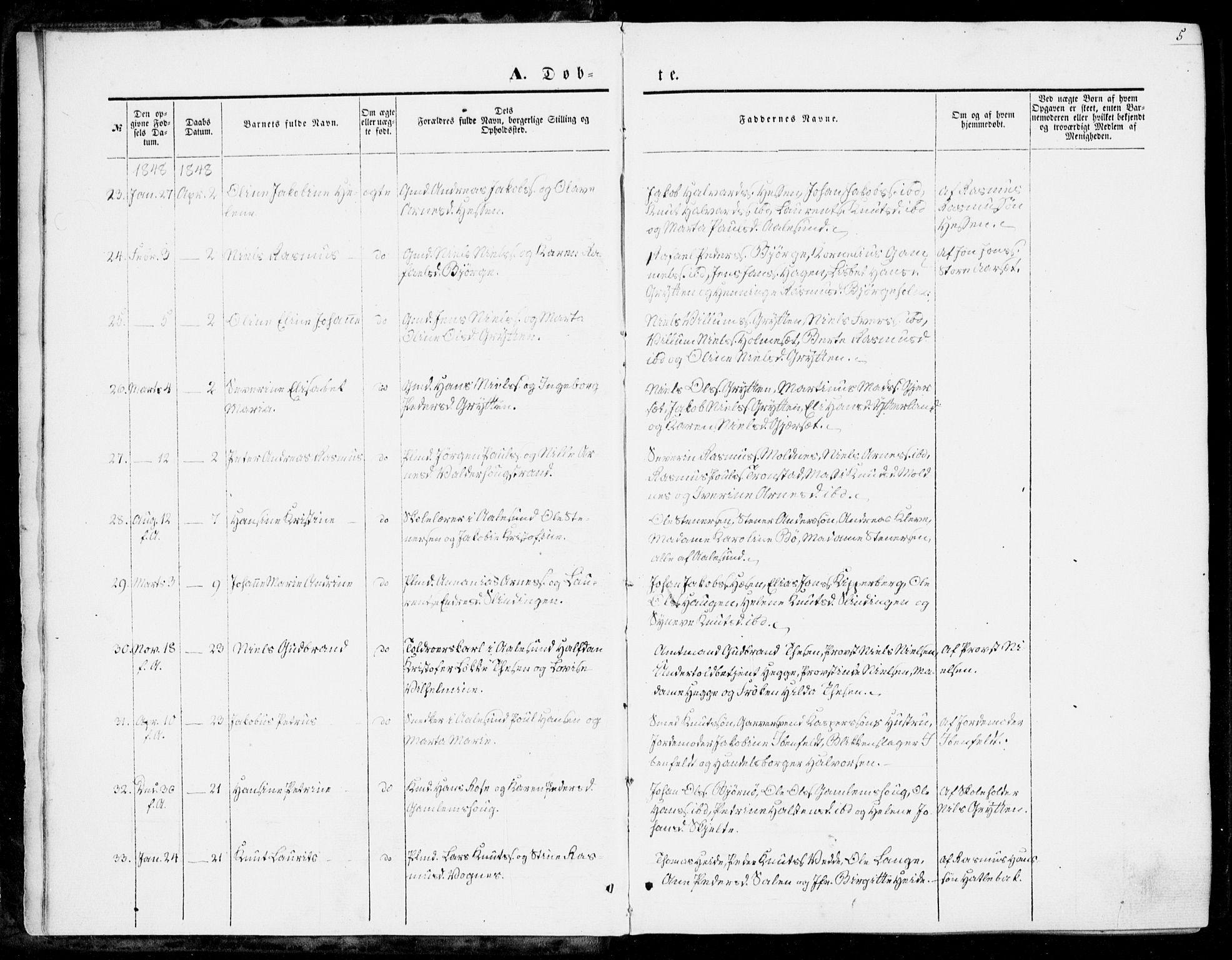 Ministerialprotokoller, klokkerbøker og fødselsregistre - Møre og Romsdal, AV/SAT-A-1454/528/L0397: Parish register (official) no. 528A08, 1848-1858, p. 5