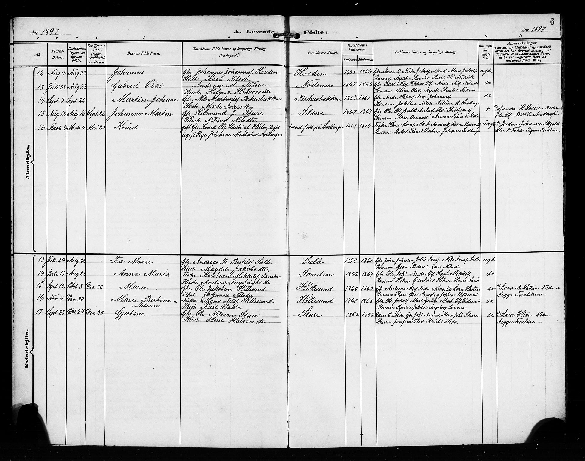 Manger sokneprestembete, SAB/A-76801/H/Hab: Parish register (copy) no. C 1, 1897-1908, p. 6