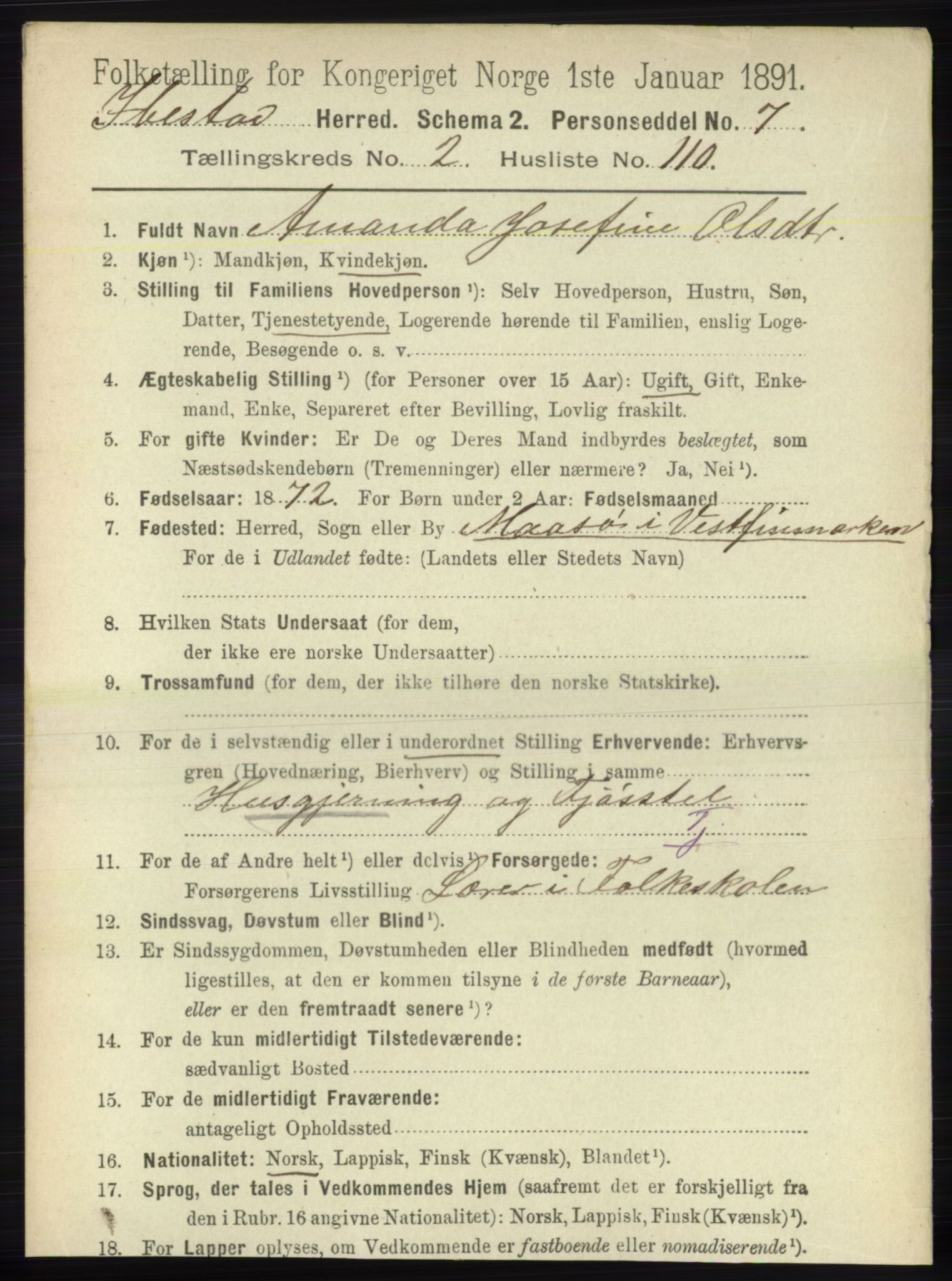 RA, 1891 census for 1917 Ibestad, 1891, p. 1544