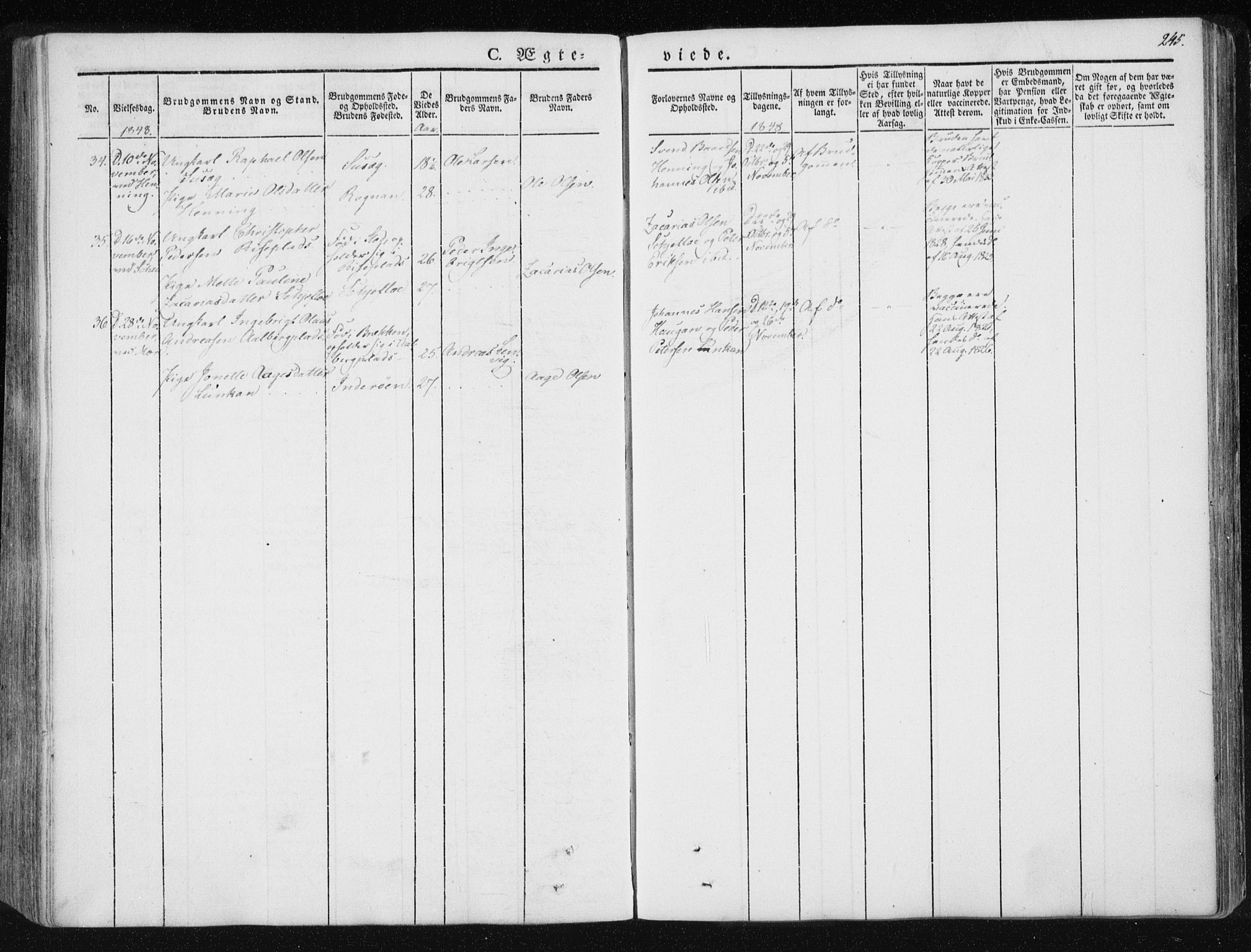 Ministerialprotokoller, klokkerbøker og fødselsregistre - Nord-Trøndelag, SAT/A-1458/735/L0339: Parish register (official) no. 735A06 /1, 1836-1848, p. 245