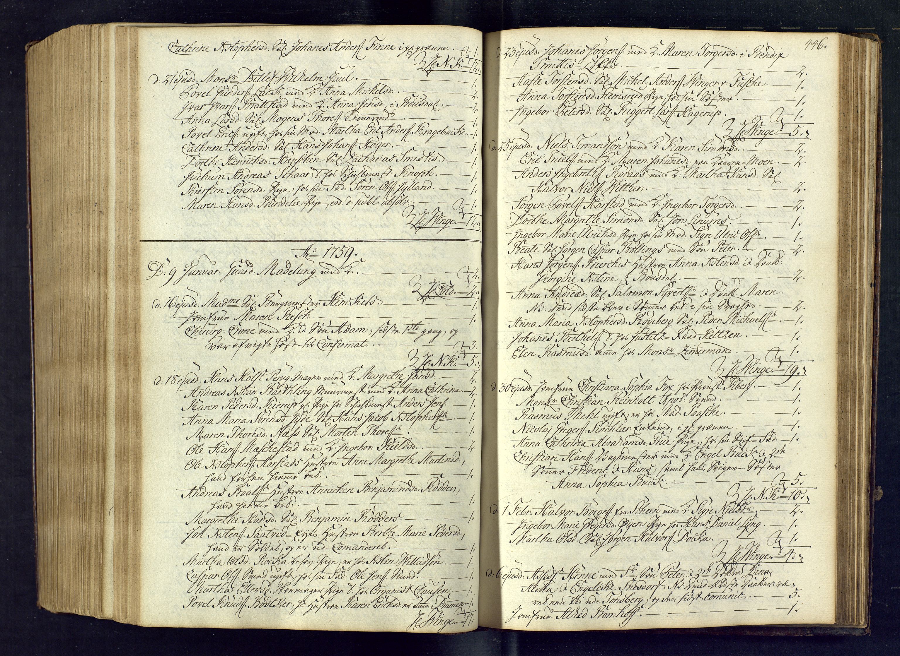 Kongsberg kirkebøker, SAKO/A-22/M/Ma/L0005: Communicants register no. 5, 1755-1761, p. 446