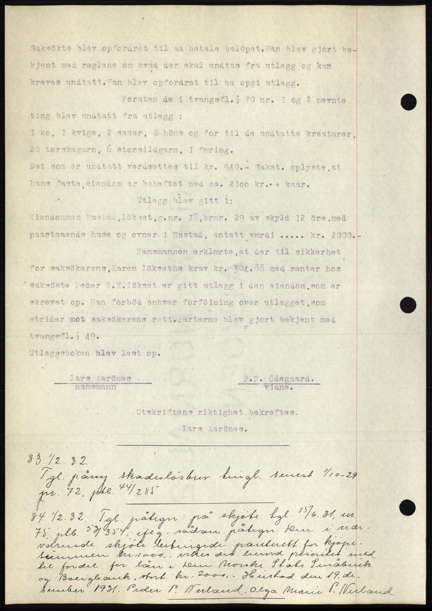 Romsdal sorenskriveri, AV/SAT-A-4149/1/2/2C/L0060: Mortgage book no. 54, 1931-1932, Deed date: 01.02.1932