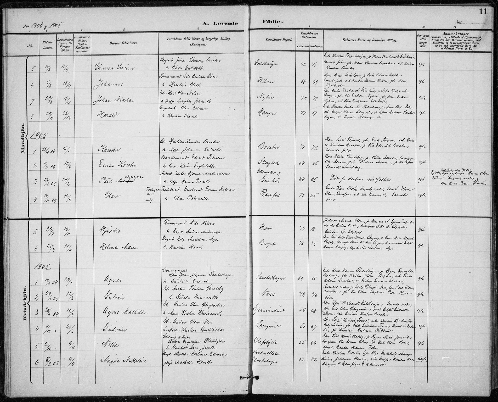 Modum kirkebøker, AV/SAKO-A-234/F/Fa/L0020: Parish register (official) no. 20, 1900-1917, p. 11