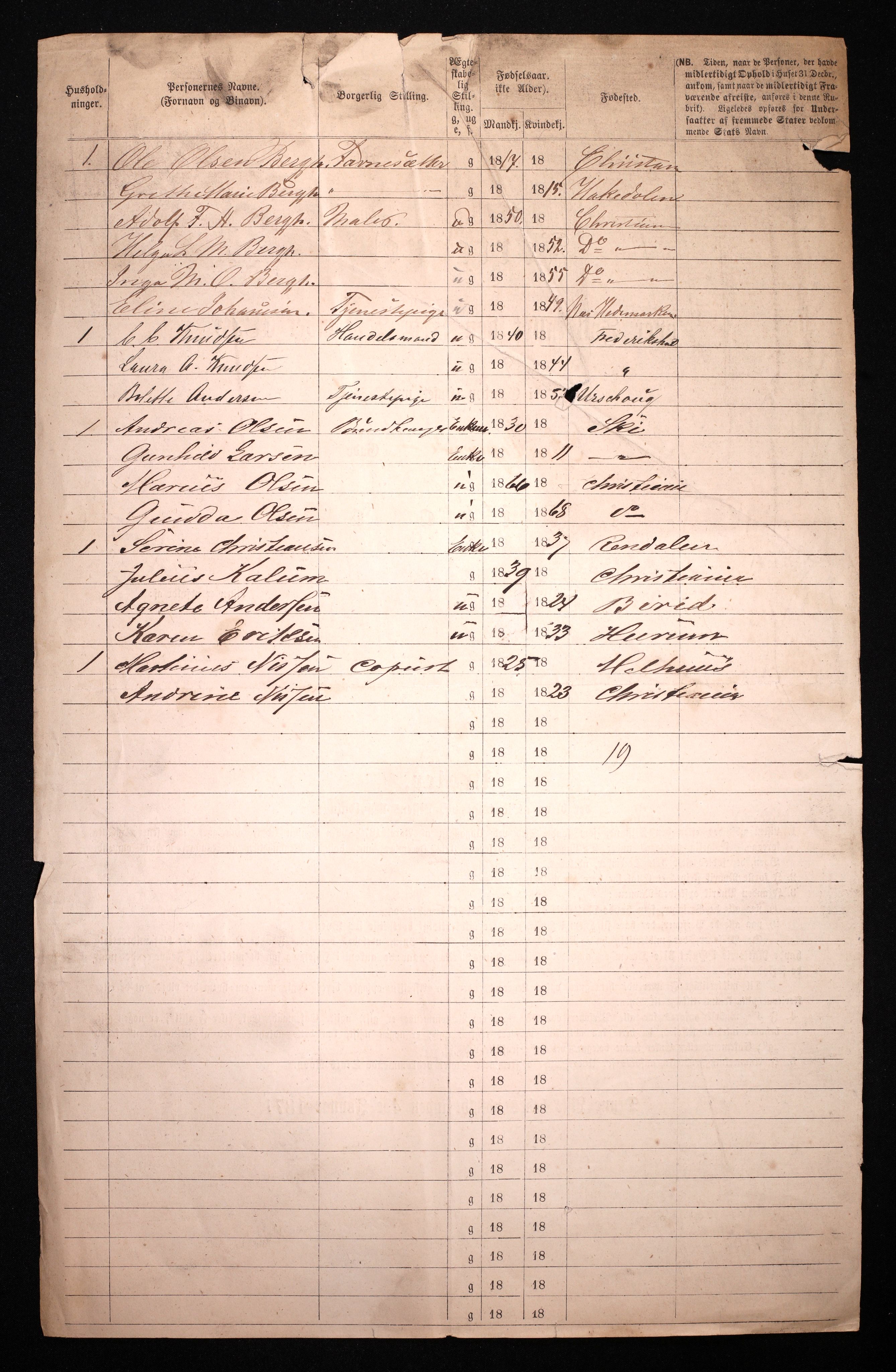 RA, 1870 census for 0301 Kristiania, 1870, p. 3691