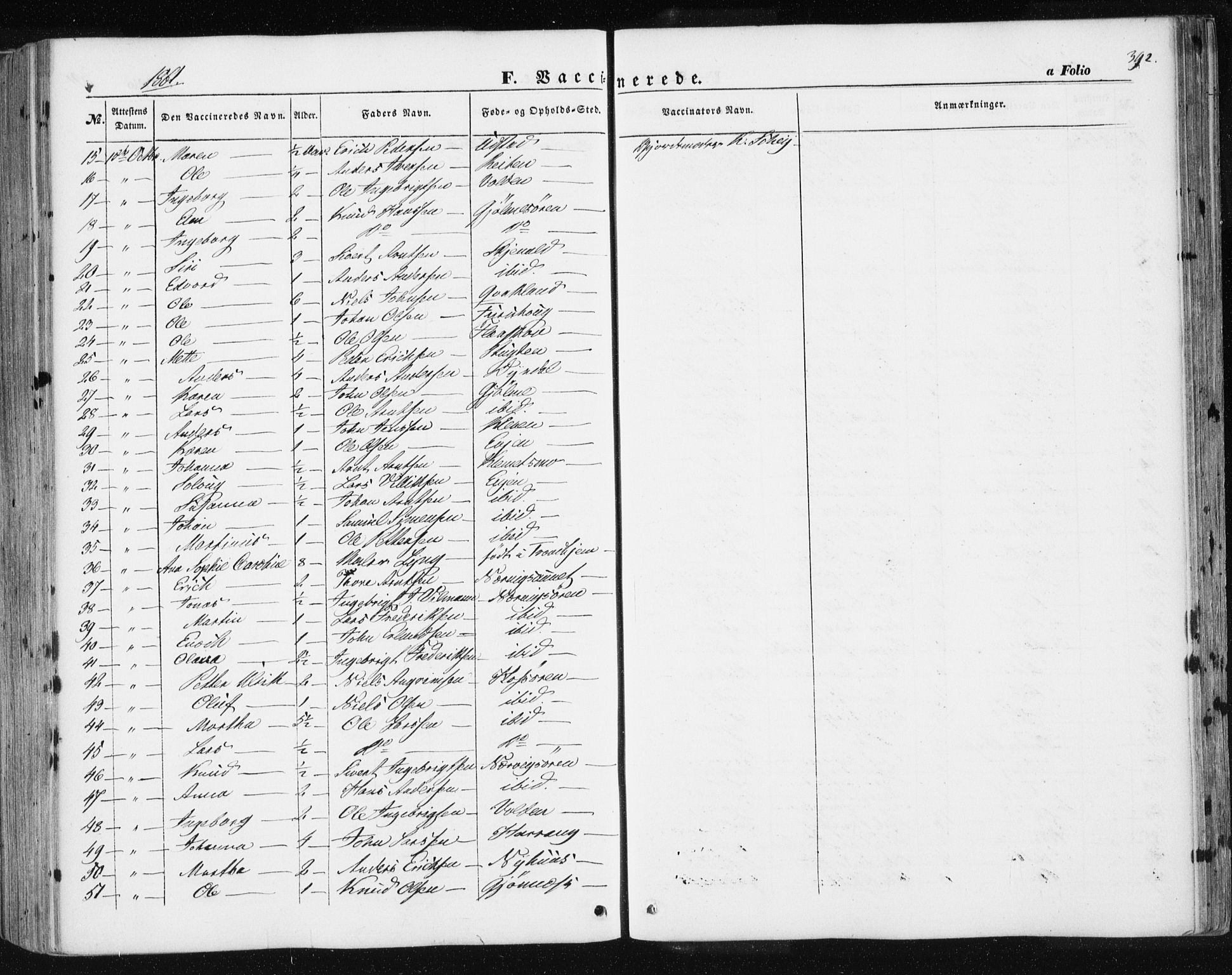 Ministerialprotokoller, klokkerbøker og fødselsregistre - Sør-Trøndelag, SAT/A-1456/668/L0806: Parish register (official) no. 668A06, 1854-1869, p. 392