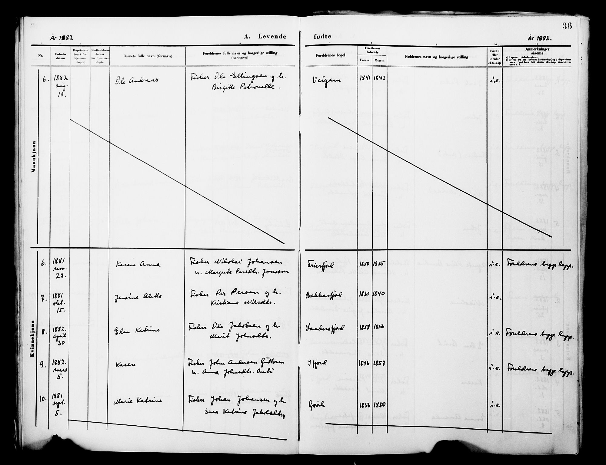 Lebesby sokneprestkontor, AV/SATØ-S-1353/H/Ha/L0004kirke: Parish register (official) no. 4, 1870-1902, p. 36