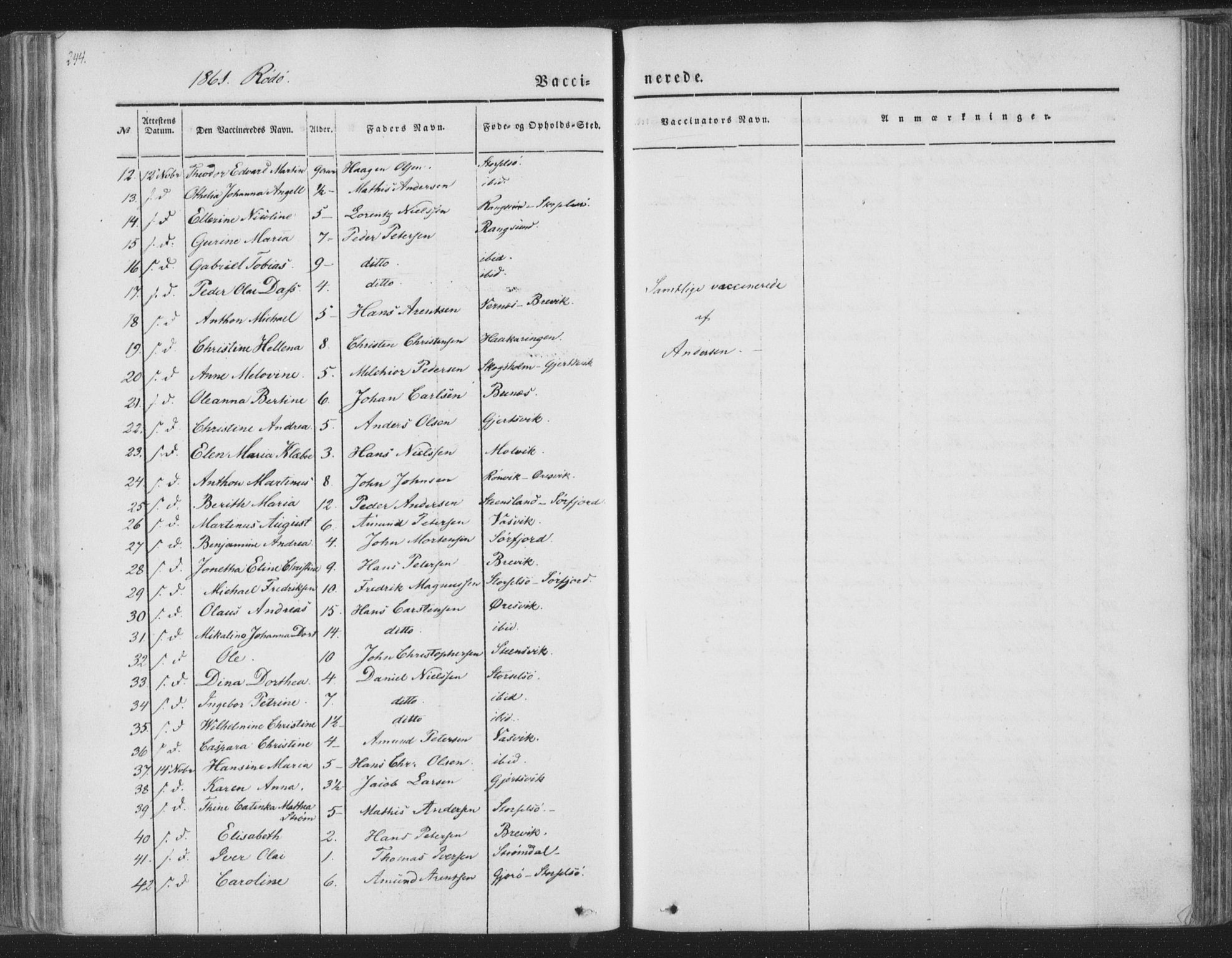 Ministerialprotokoller, klokkerbøker og fødselsregistre - Nordland, AV/SAT-A-1459/841/L0604: Parish register (official) no. 841A09 /1, 1845-1862, p. 244