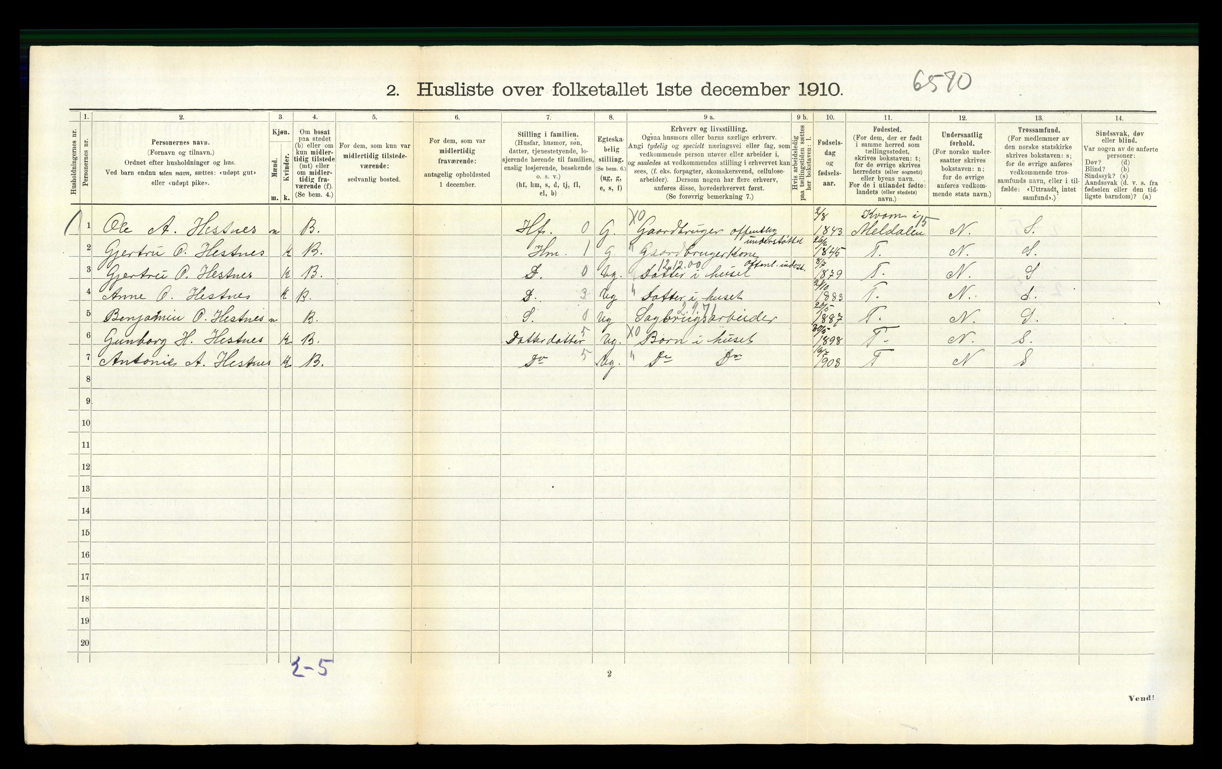 RA, 1910 census for Valsøyfjord, 1910, p. 298