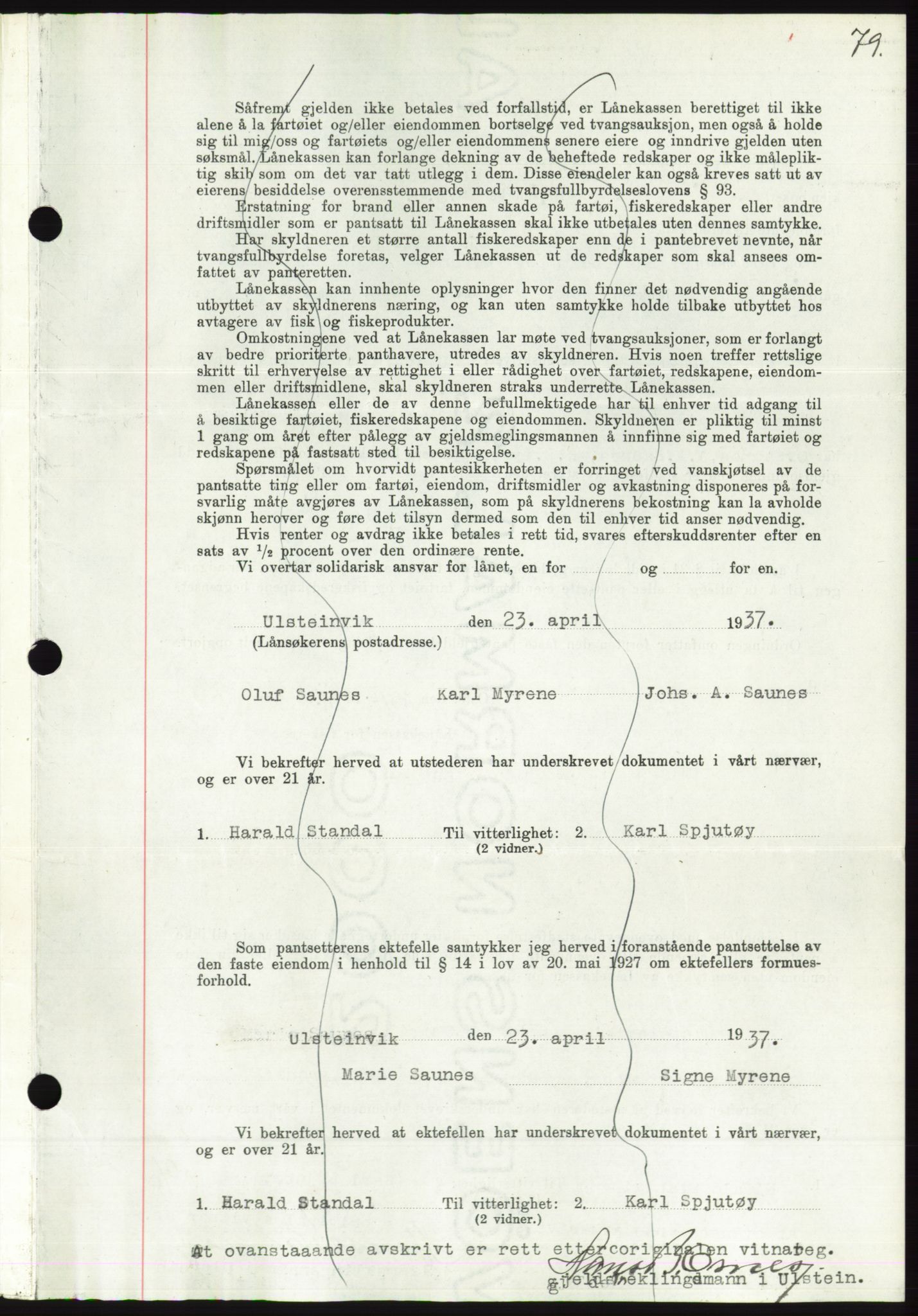 Søre Sunnmøre sorenskriveri, AV/SAT-A-4122/1/2/2C/L0063: Mortgage book no. 57, 1937-1937, Diary no: : 670/1937