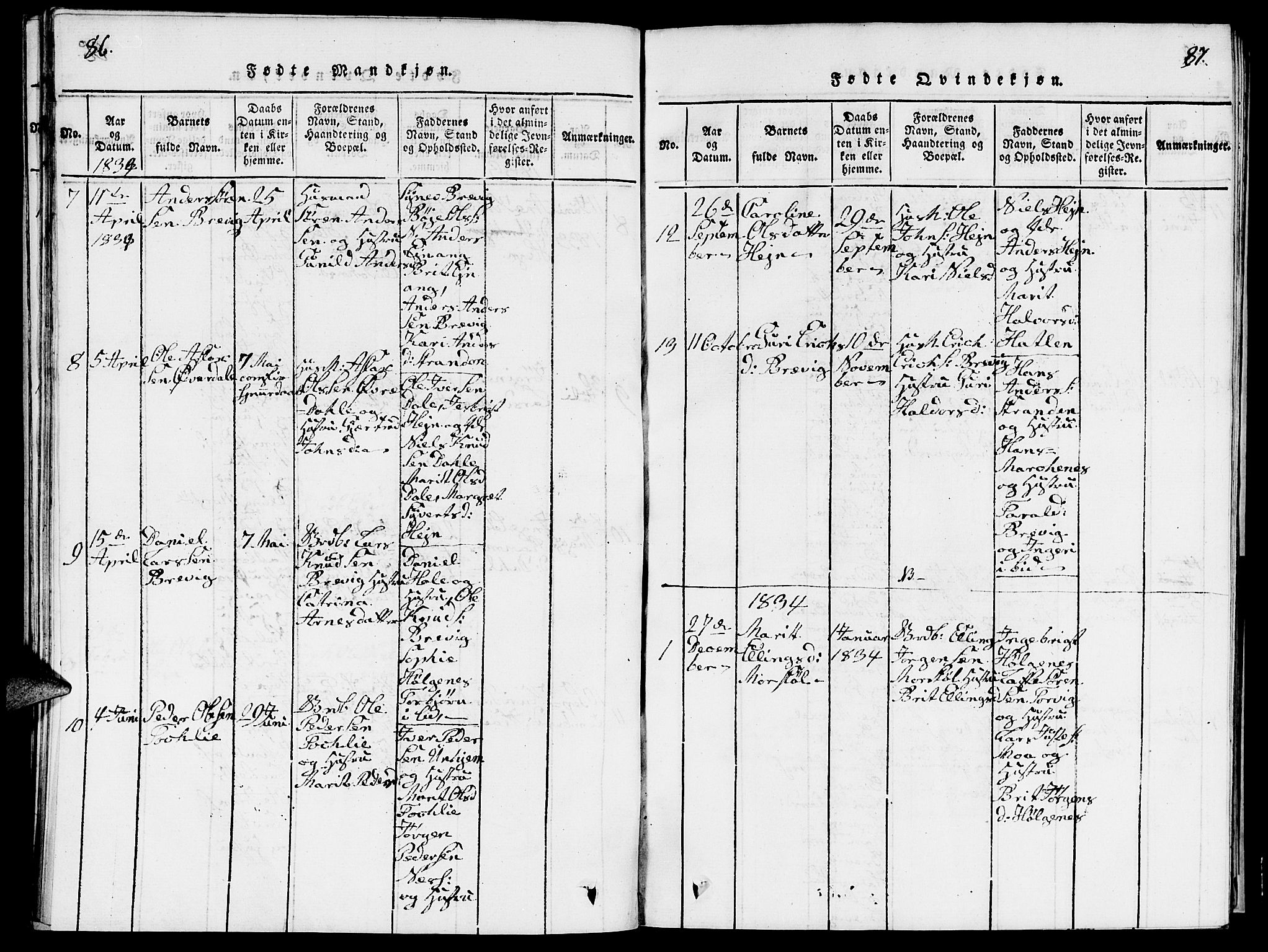 Ministerialprotokoller, klokkerbøker og fødselsregistre - Møre og Romsdal, SAT/A-1454/545/L0587: Parish register (copy) no. 545C01, 1818-1836, p. 86-87