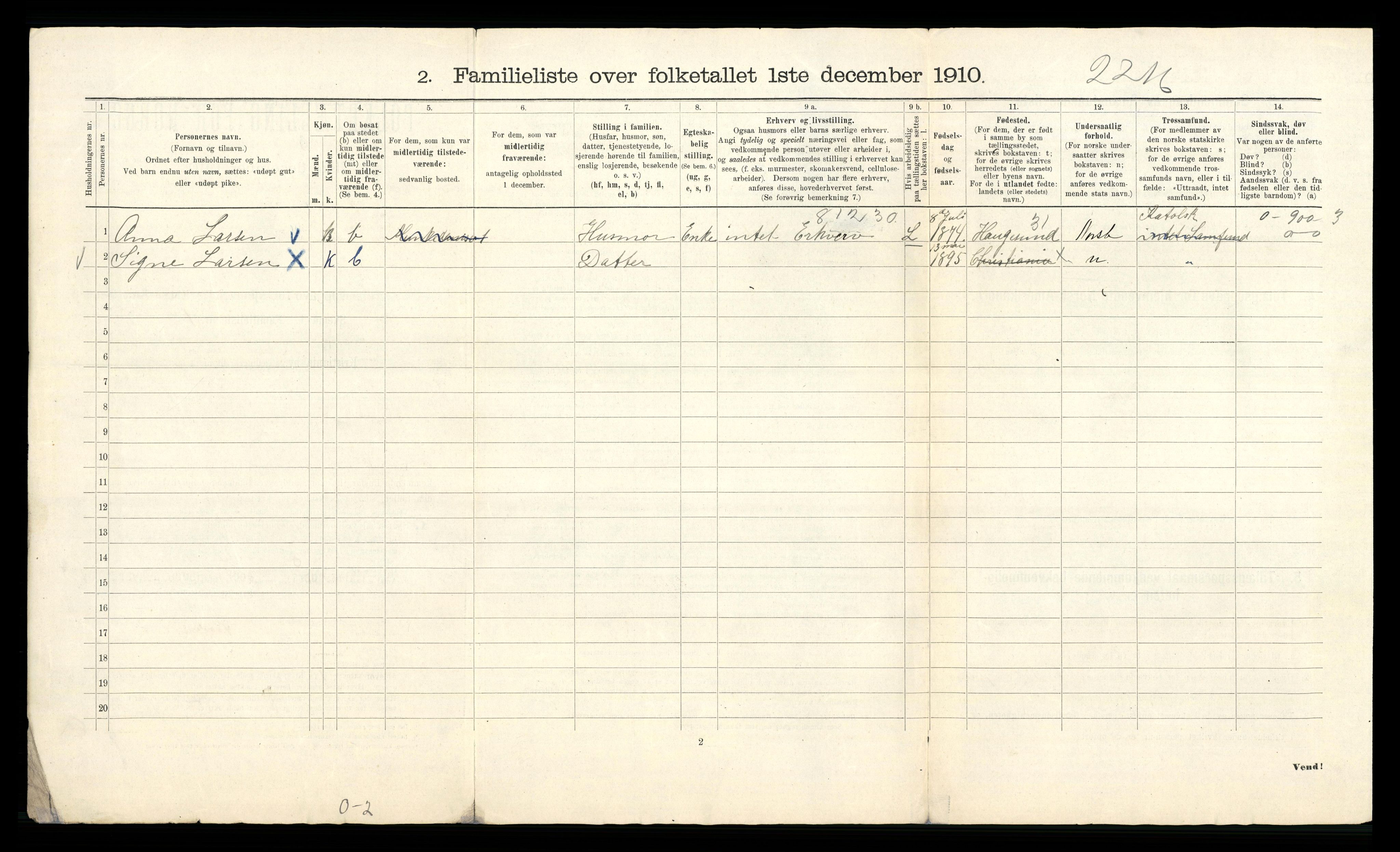 RA, 1910 census for Kristiania, 1910, p. 64998