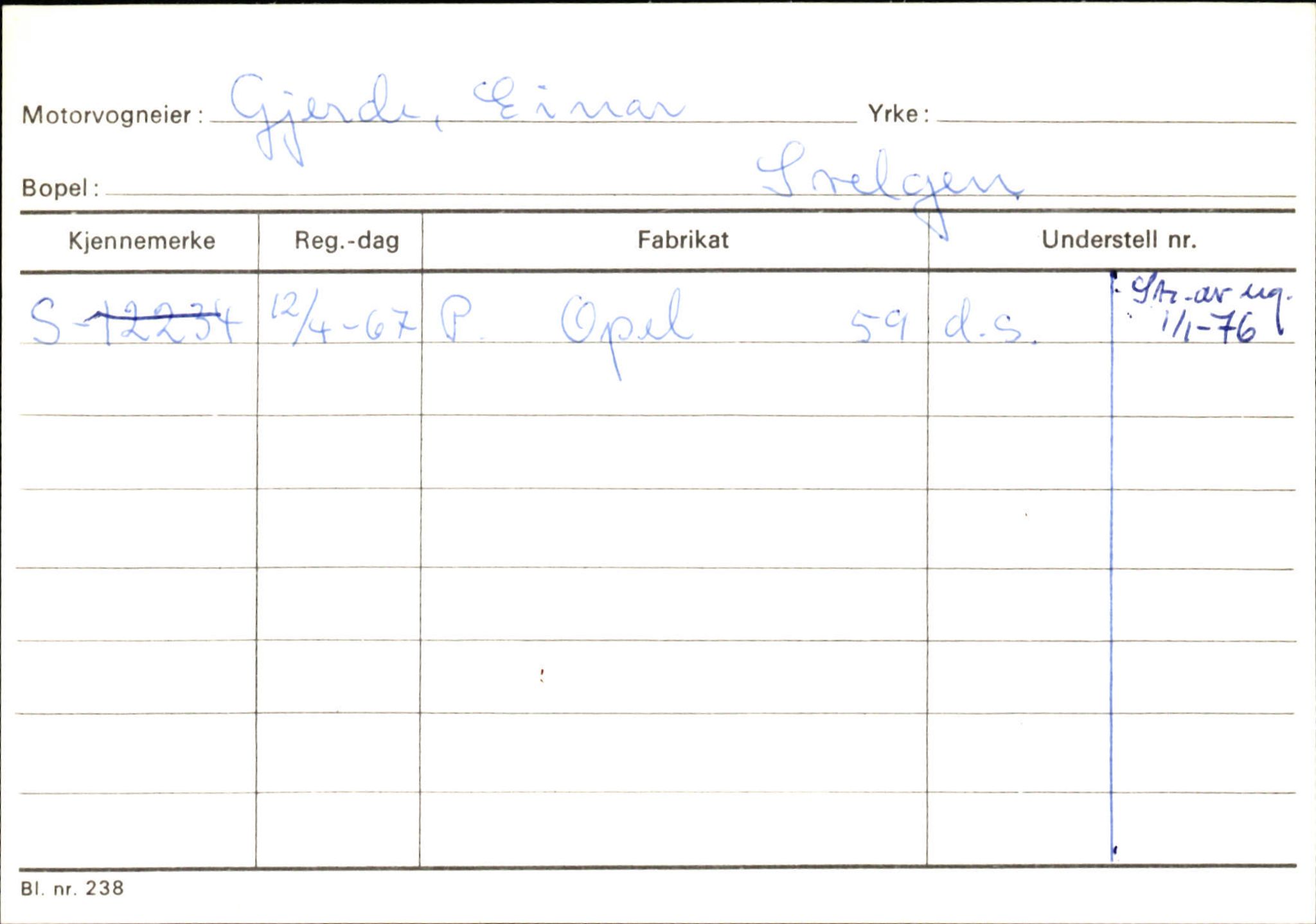 Statens vegvesen, Sogn og Fjordane vegkontor, AV/SAB-A-5301/4/F/L0133: Eigarregister Bremanger A-Å. Gaular A-H, 1945-1975, p. 535