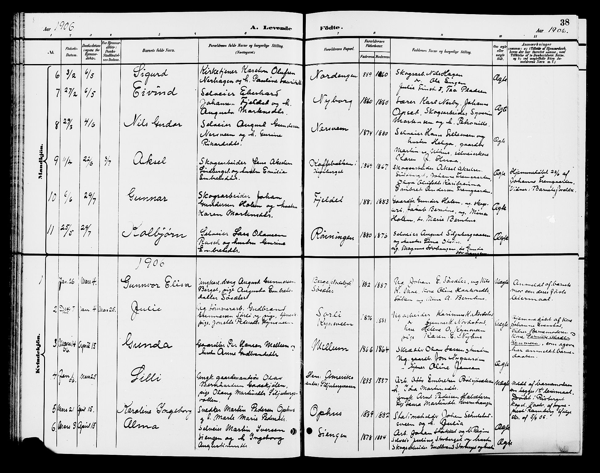 Elverum prestekontor, AV/SAH-PREST-044/H/Ha/Hab/L0006: Parish register (copy) no. 6, 1896-1907, p. 38