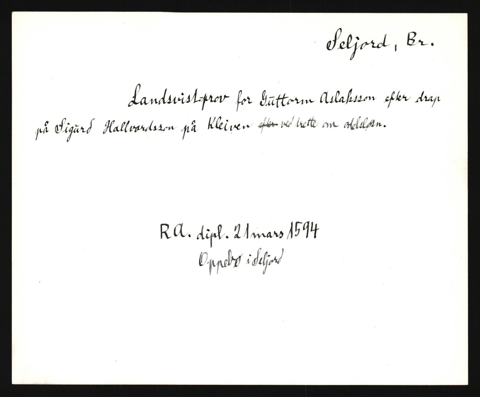 Riksarkivets diplomsamling, AV/RA-EA-5965/F35/F35e/L0021: Registreringssedler Telemark 2, 1400-1700, p. 441