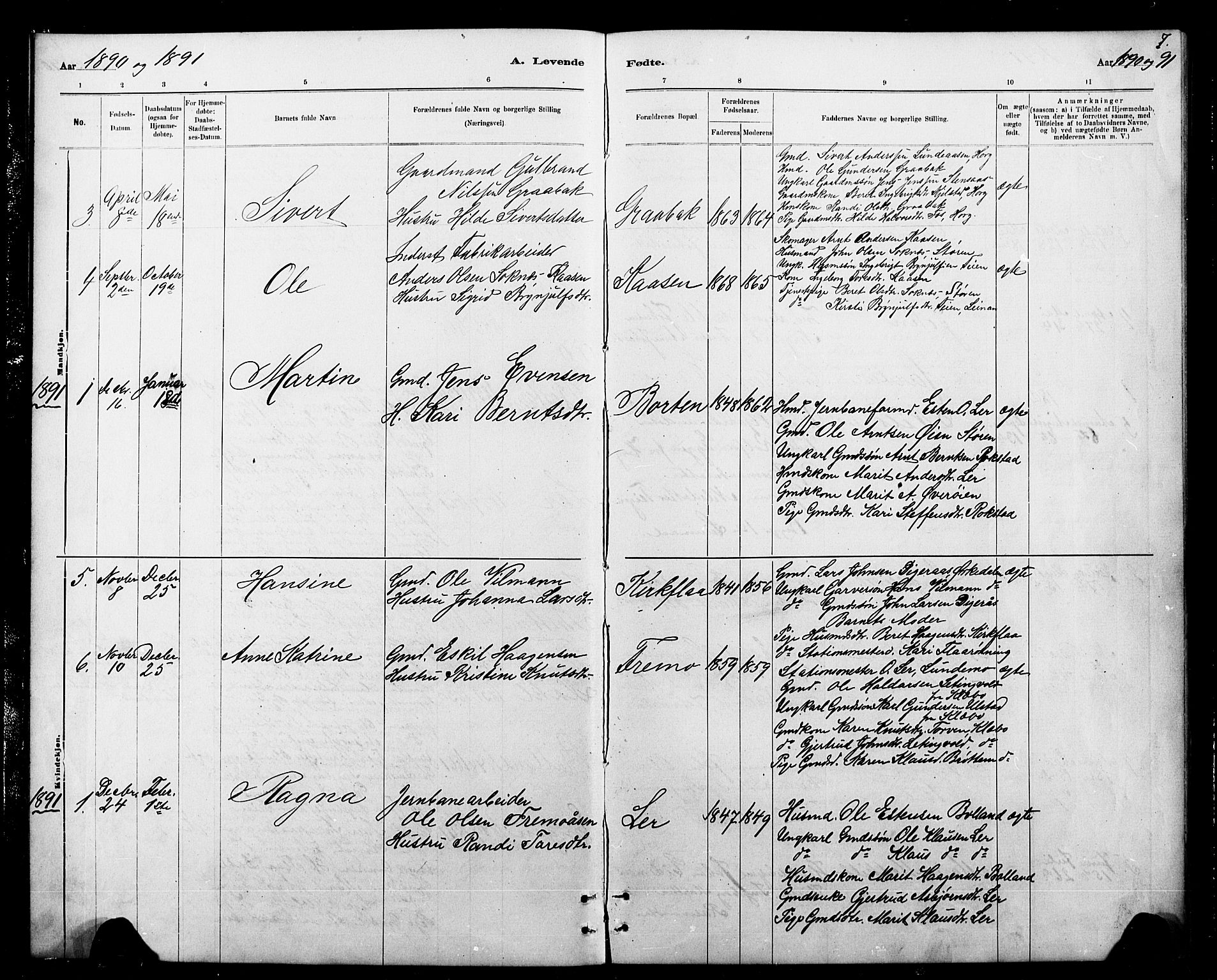 Ministerialprotokoller, klokkerbøker og fødselsregistre - Sør-Trøndelag, AV/SAT-A-1456/693/L1123: Parish register (copy) no. 693C04, 1887-1910, p. 7