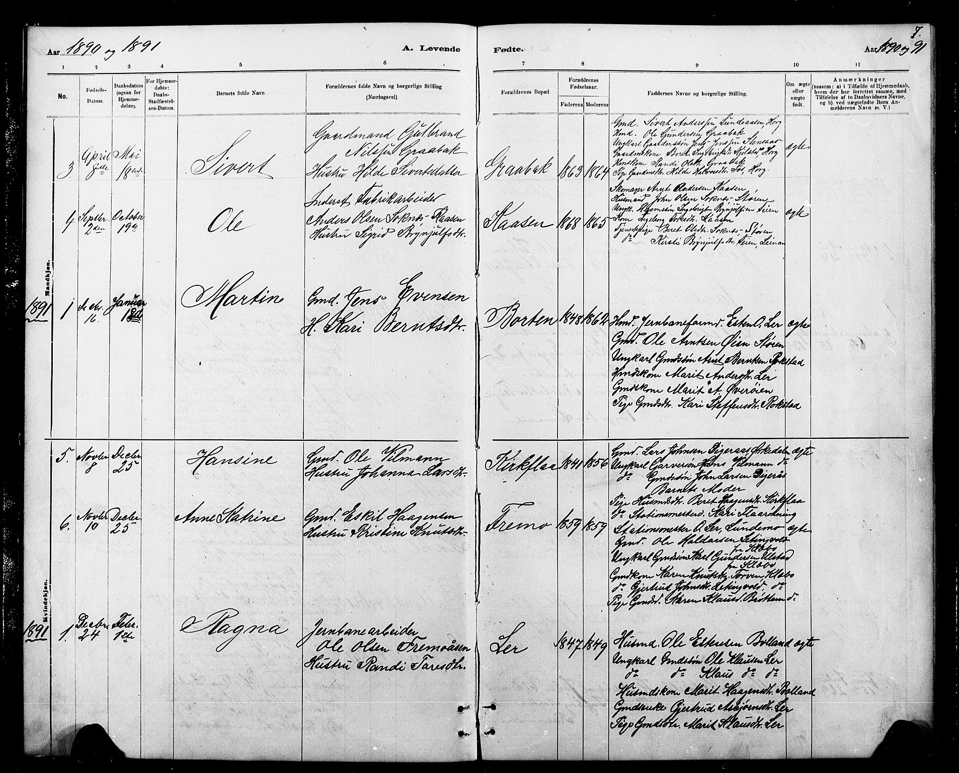 Ministerialprotokoller, klokkerbøker og fødselsregistre - Sør-Trøndelag, SAT/A-1456/693/L1123: Parish register (copy) no. 693C04, 1887-1910, p. 7