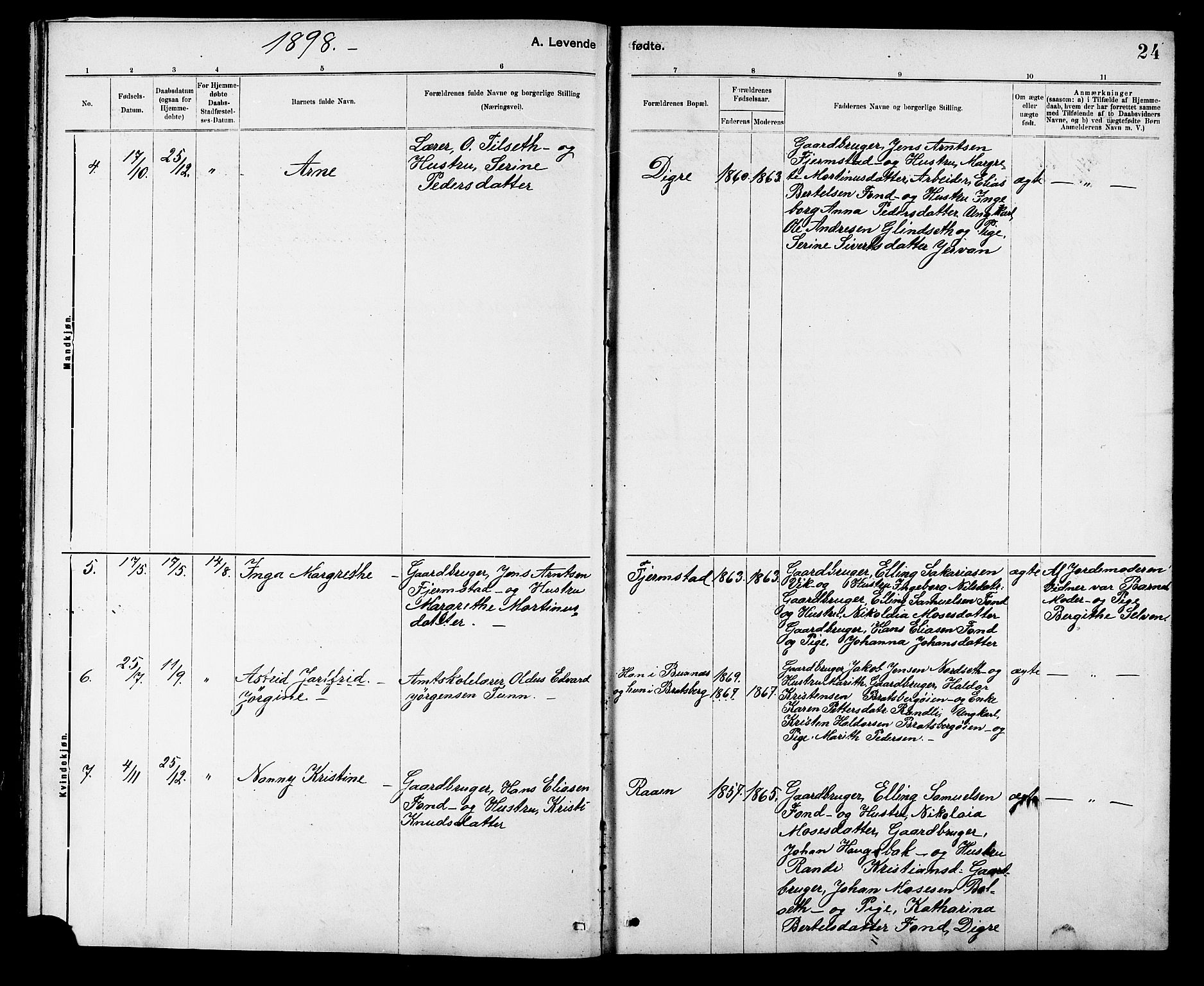 Ministerialprotokoller, klokkerbøker og fødselsregistre - Sør-Trøndelag, AV/SAT-A-1456/608/L0341: Parish register (copy) no. 608C07, 1890-1912, p. 24