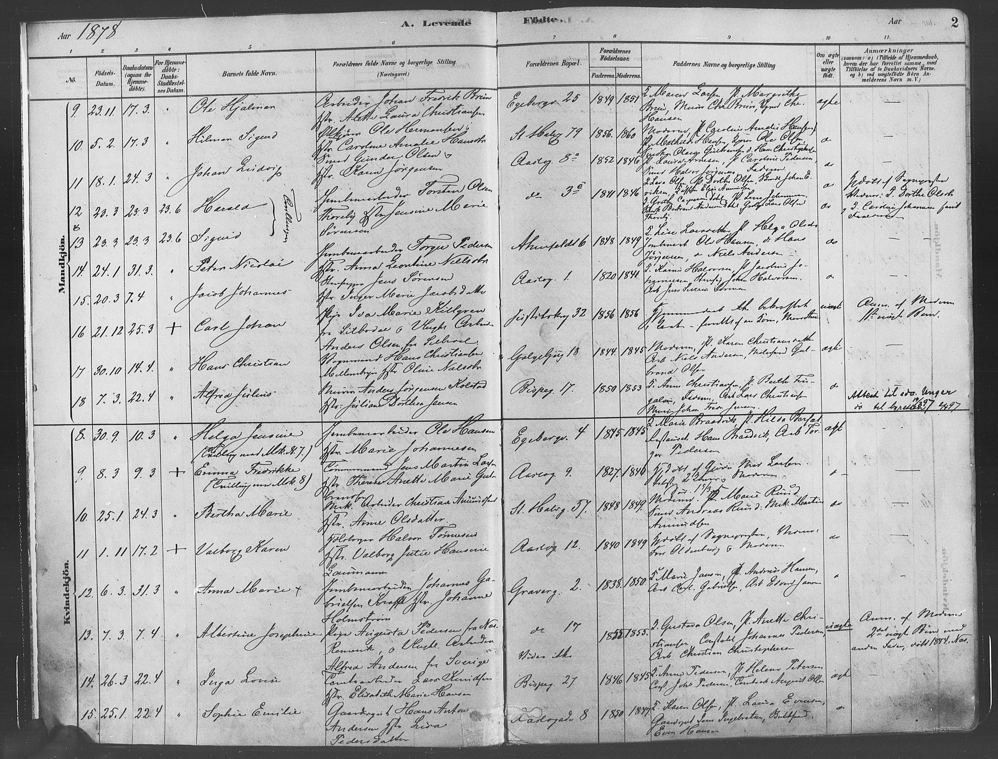 Gamlebyen prestekontor Kirkebøker, AV/SAO-A-10884/F/Fa/L0005: Parish register (official) no. 5, 1878-1889, p. 2