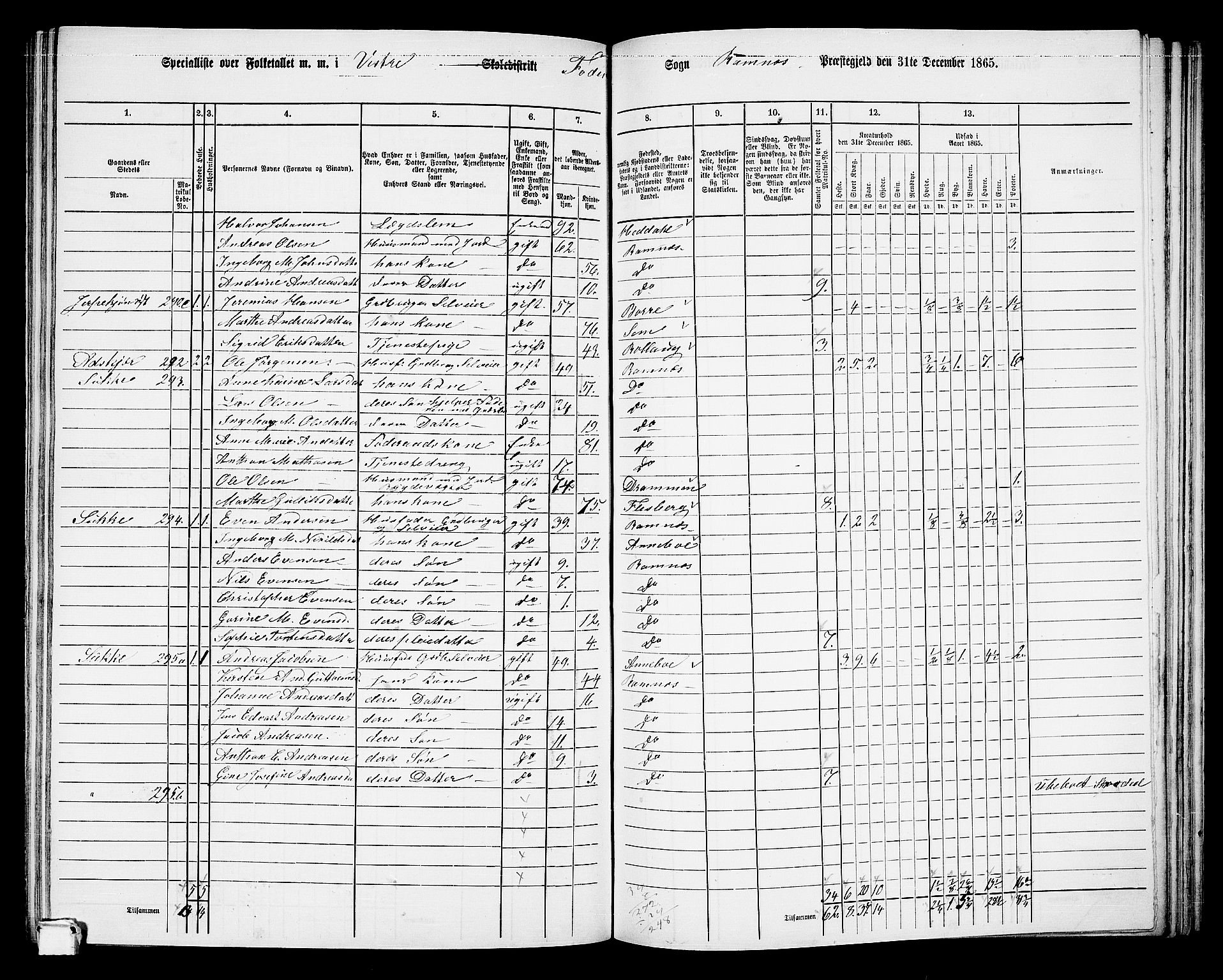 RA, 1865 census for Ramnes, 1865, p. 85