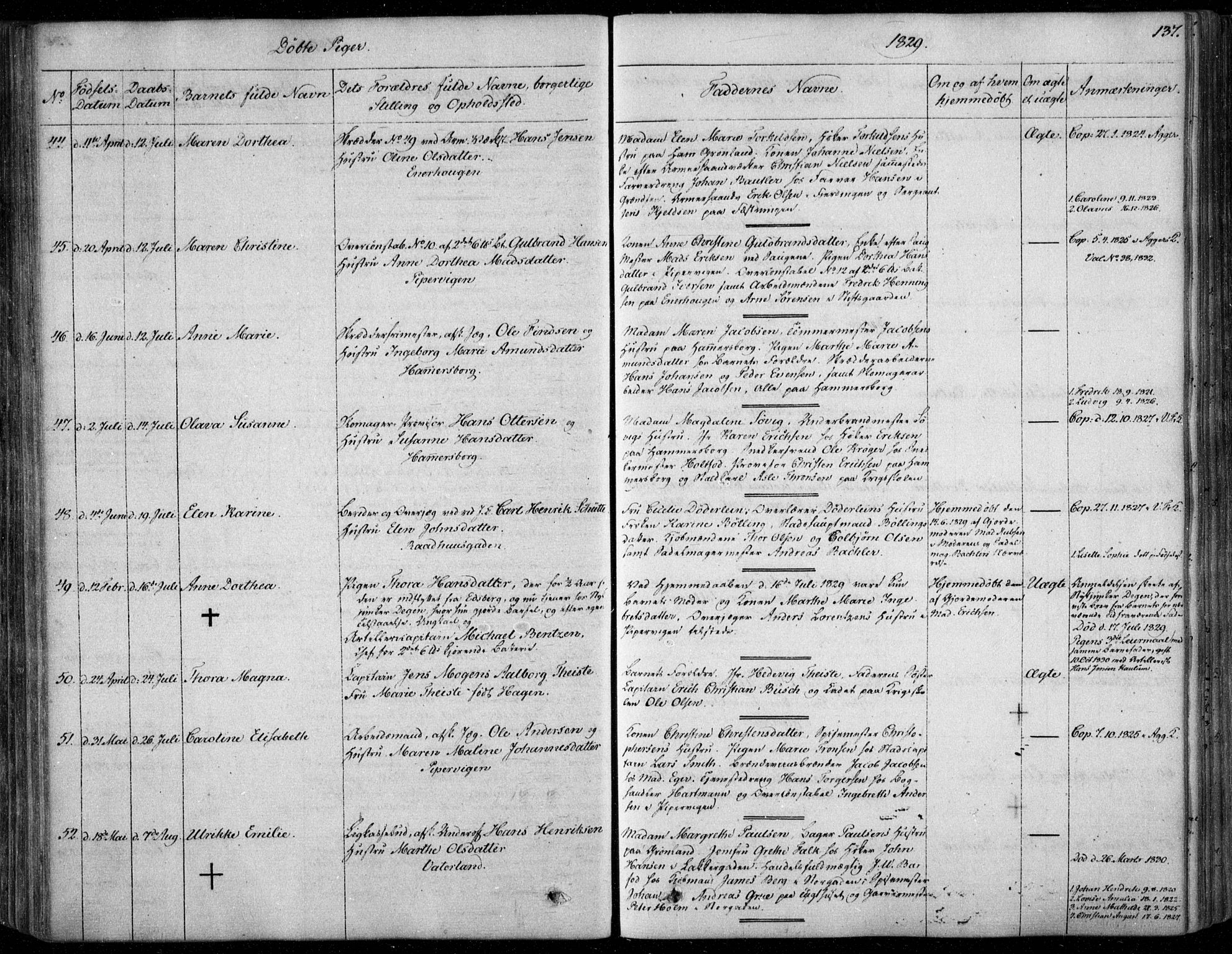 Garnisonsmenigheten Kirkebøker, SAO/A-10846/F/Fa/L0006: Parish register (official) no. 6, 1828-1841, p. 137
