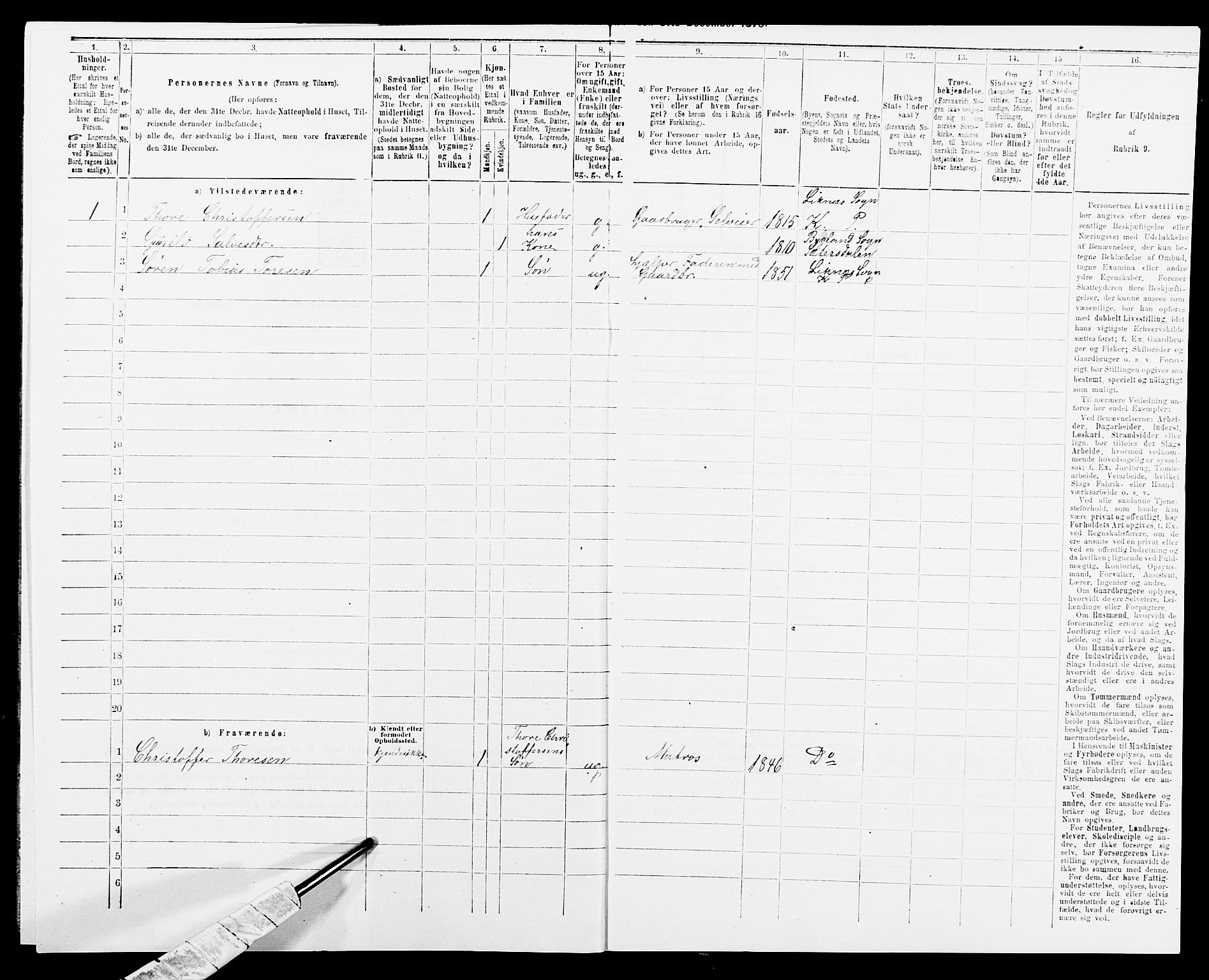 SAK, 1875 census for 1037P Kvinesdal, 1875, p. 427