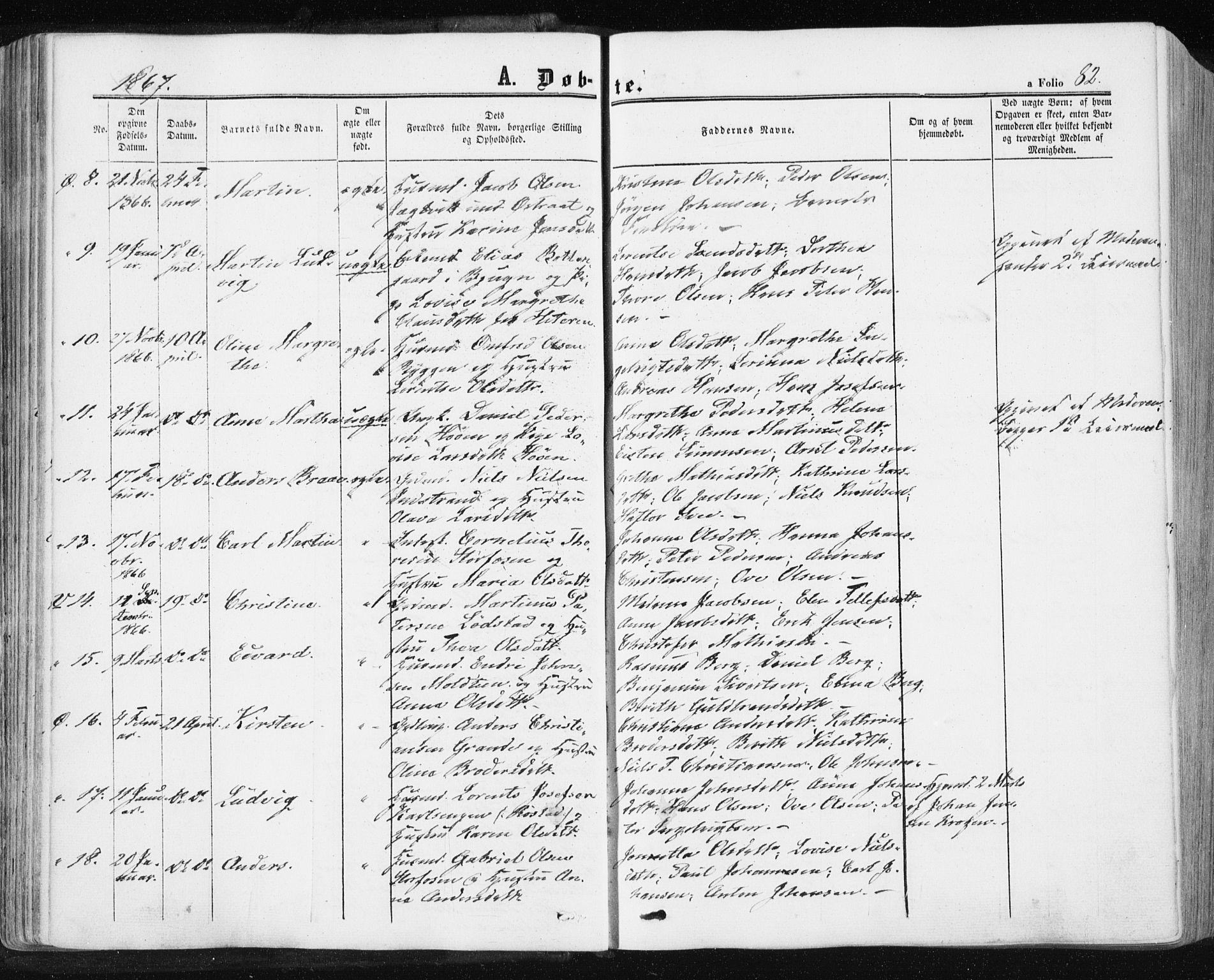 Ministerialprotokoller, klokkerbøker og fødselsregistre - Sør-Trøndelag, SAT/A-1456/659/L0737: Parish register (official) no. 659A07, 1857-1875, p. 82