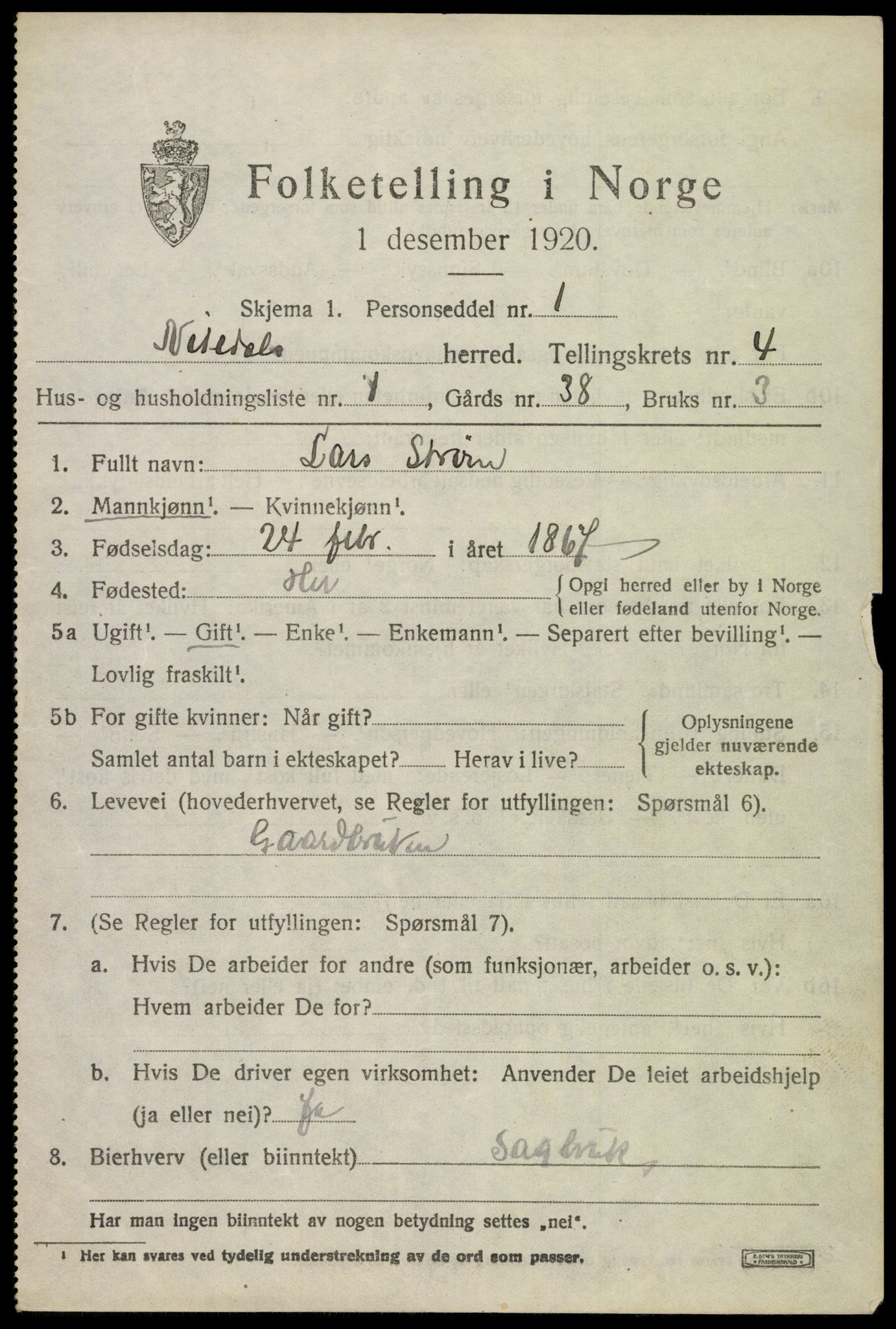 SAO, 1920 census for Nittedal, 1920, p. 5044