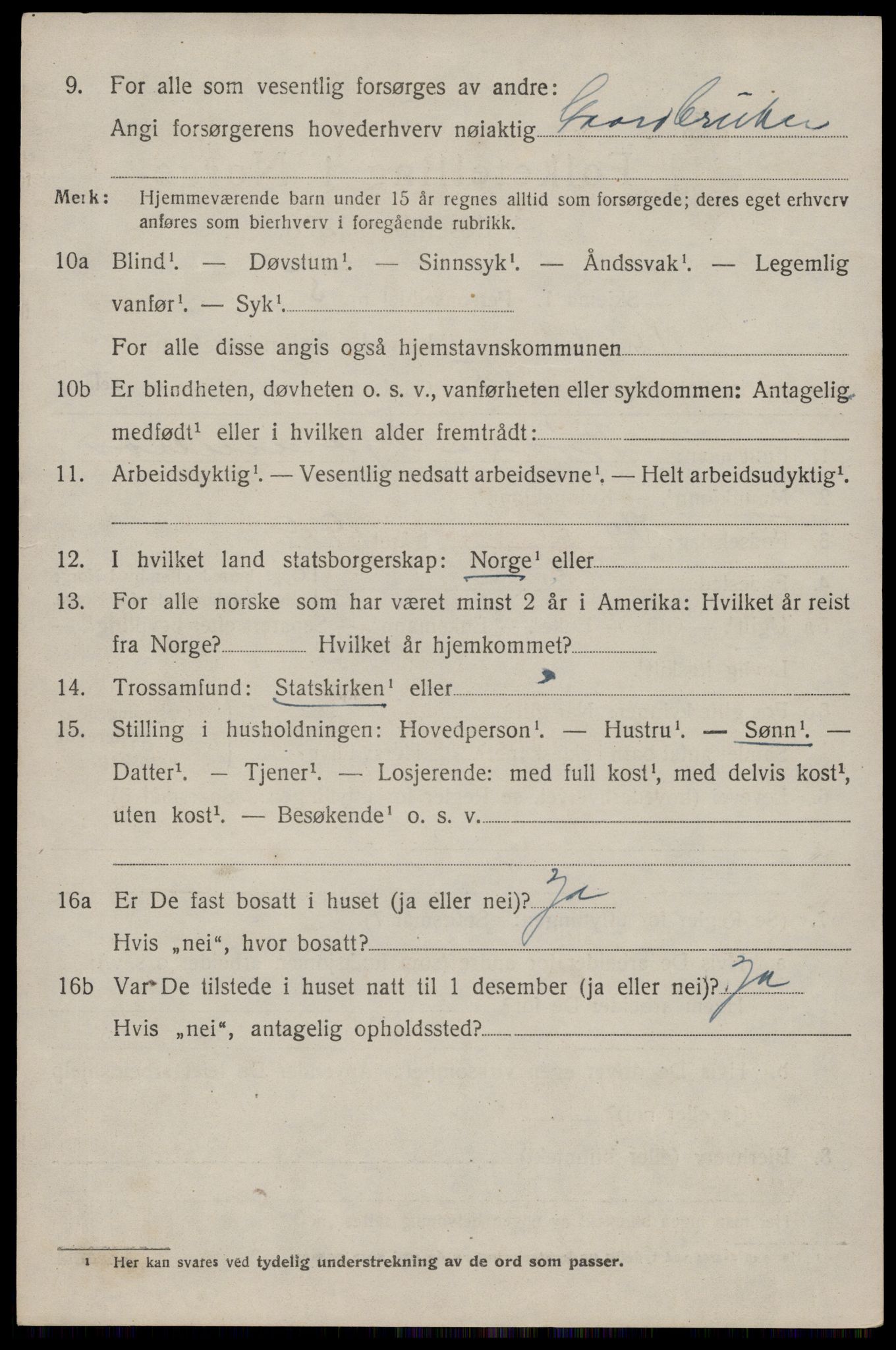 SAST, 1920 census for Klepp, 1920, p. 3183