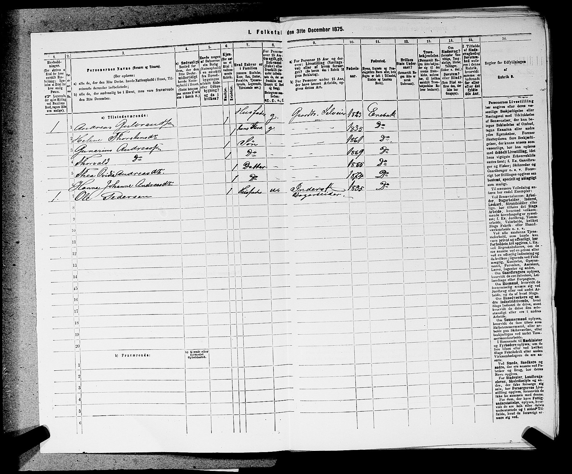 RA, 1875 census for 0229P Enebakk, 1875, p. 270