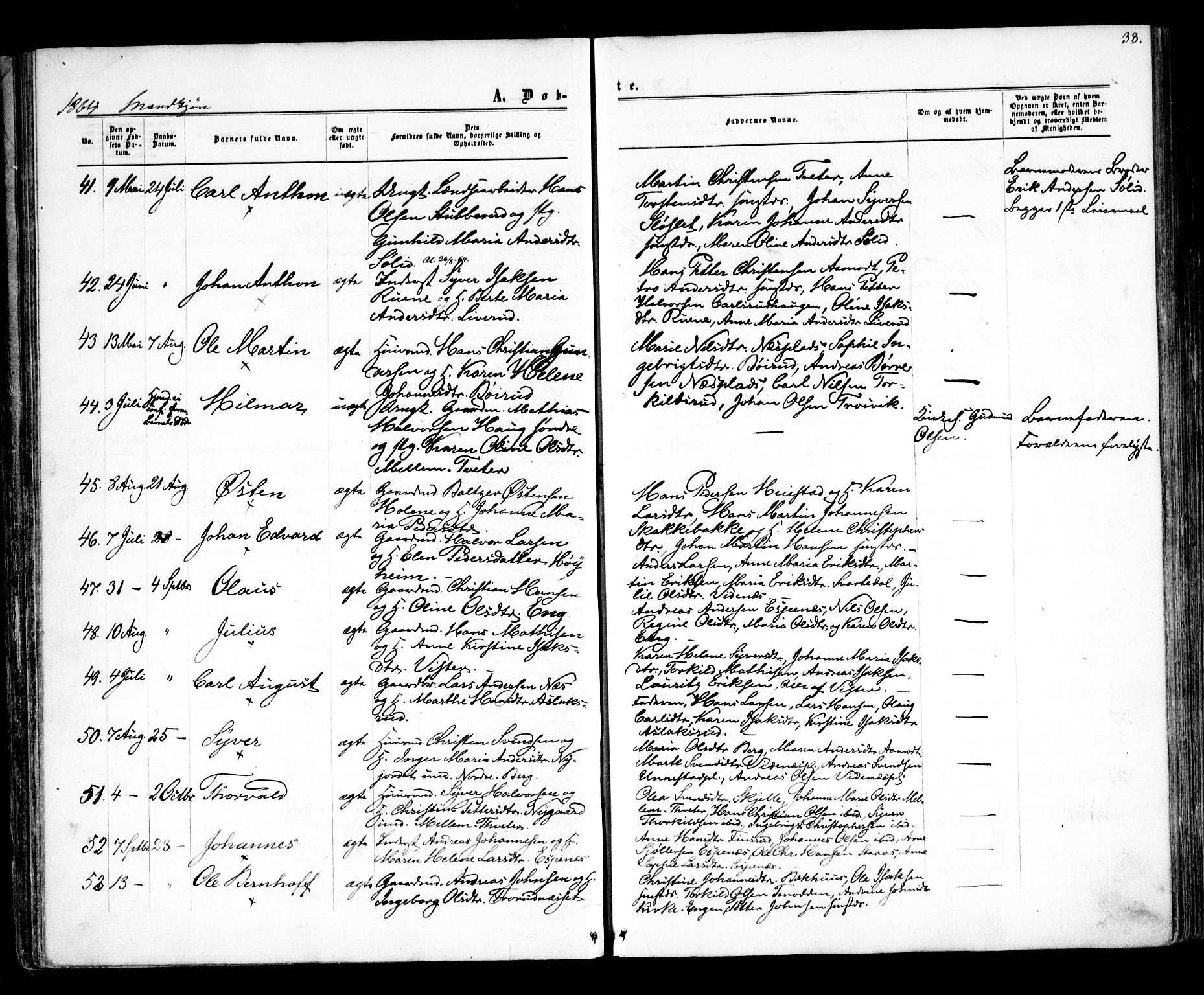 Skiptvet prestekontor Kirkebøker, AV/SAO-A-20009/F/Fa/L0007: Parish register (official) no. 7, 1861-1866, p. 38