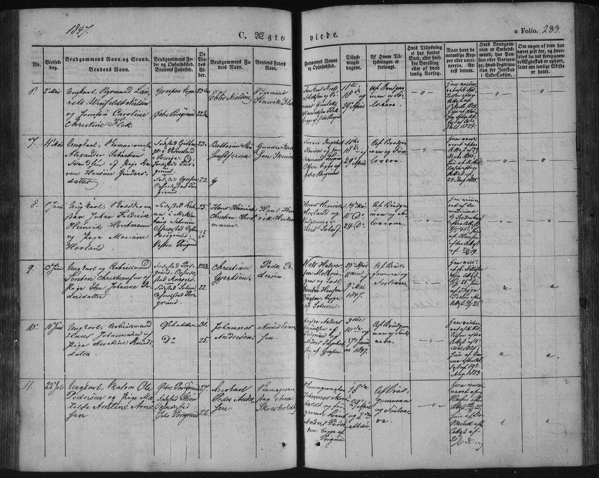 Porsgrunn kirkebøker , SAKO/A-104/F/Fa/L0006: Parish register (official) no. 6, 1841-1857, p. 283