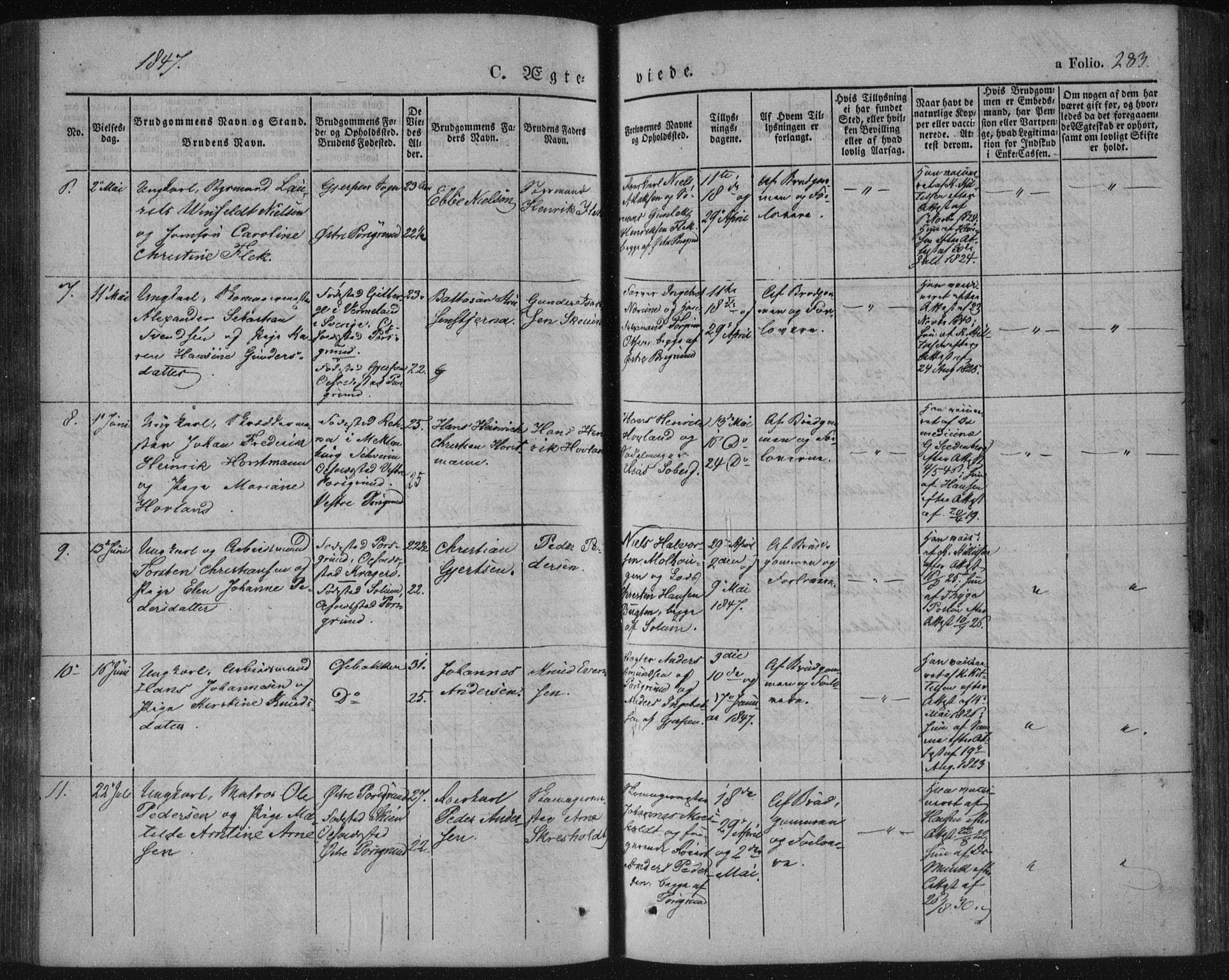 Porsgrunn kirkebøker , AV/SAKO-A-104/F/Fa/L0006: Parish register (official) no. 6, 1841-1857, p. 283