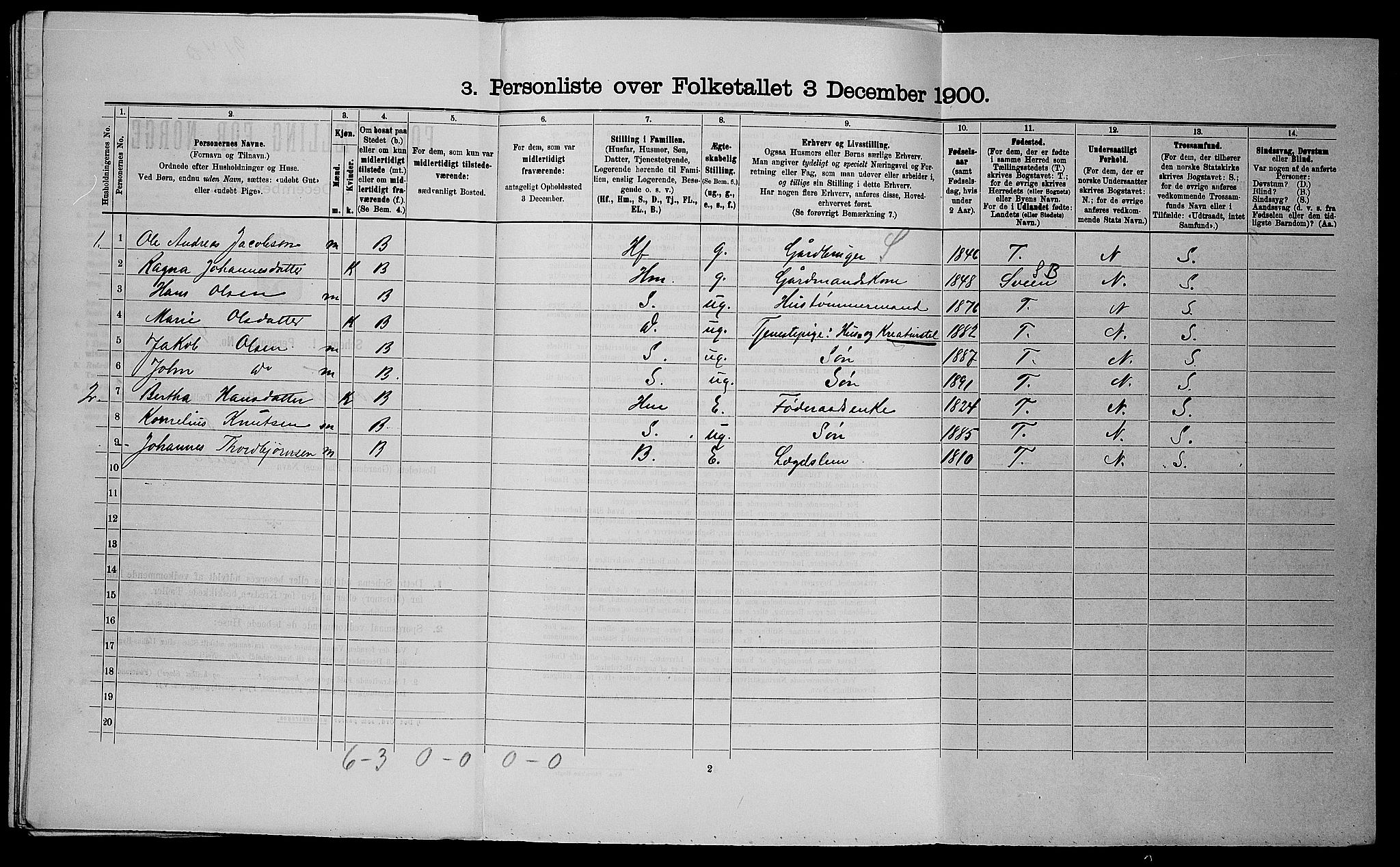 SAST, 1900 census for Torvastad, 1900, p. 339