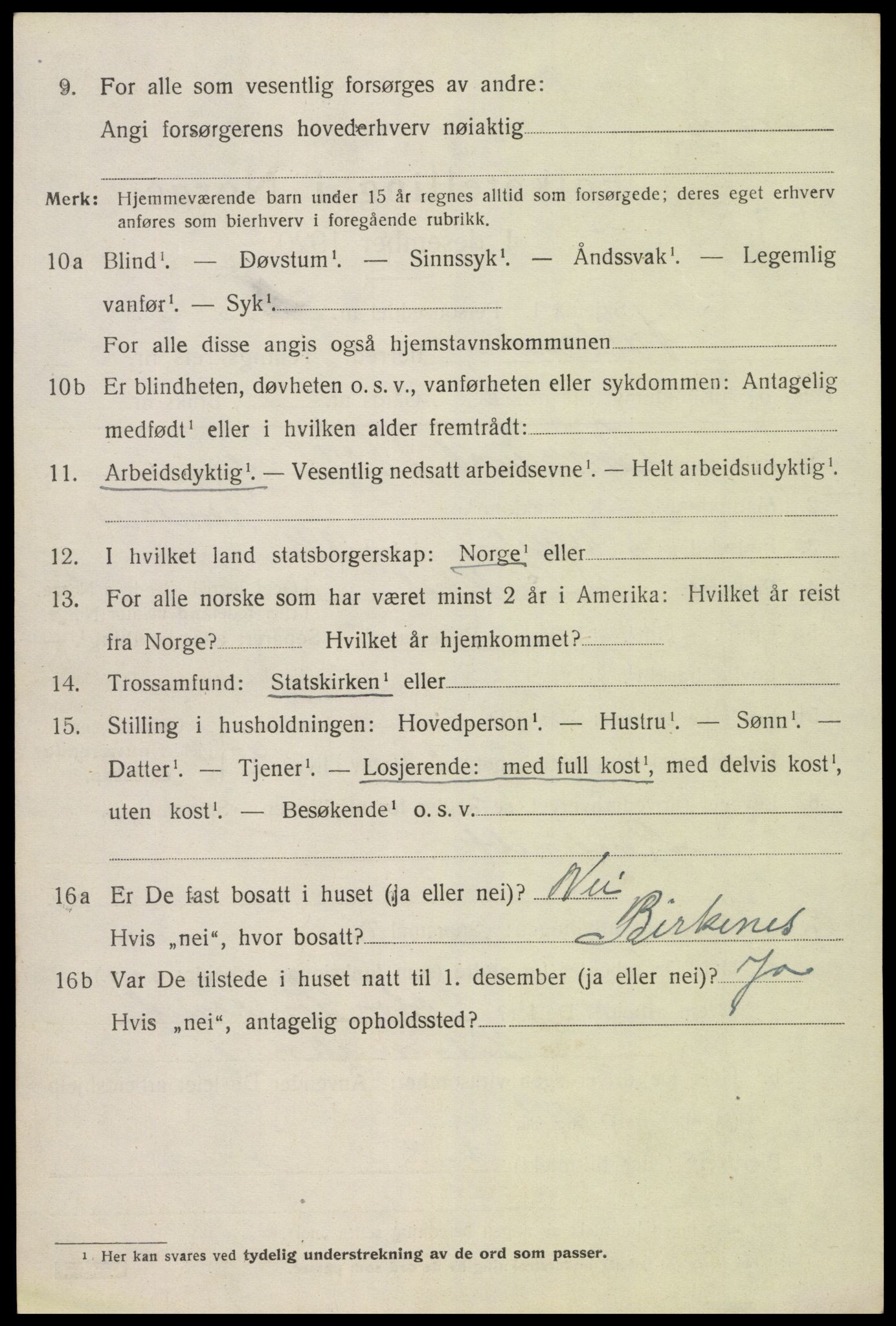 SAK, 1920 census for Iveland, 1920, p. 1656