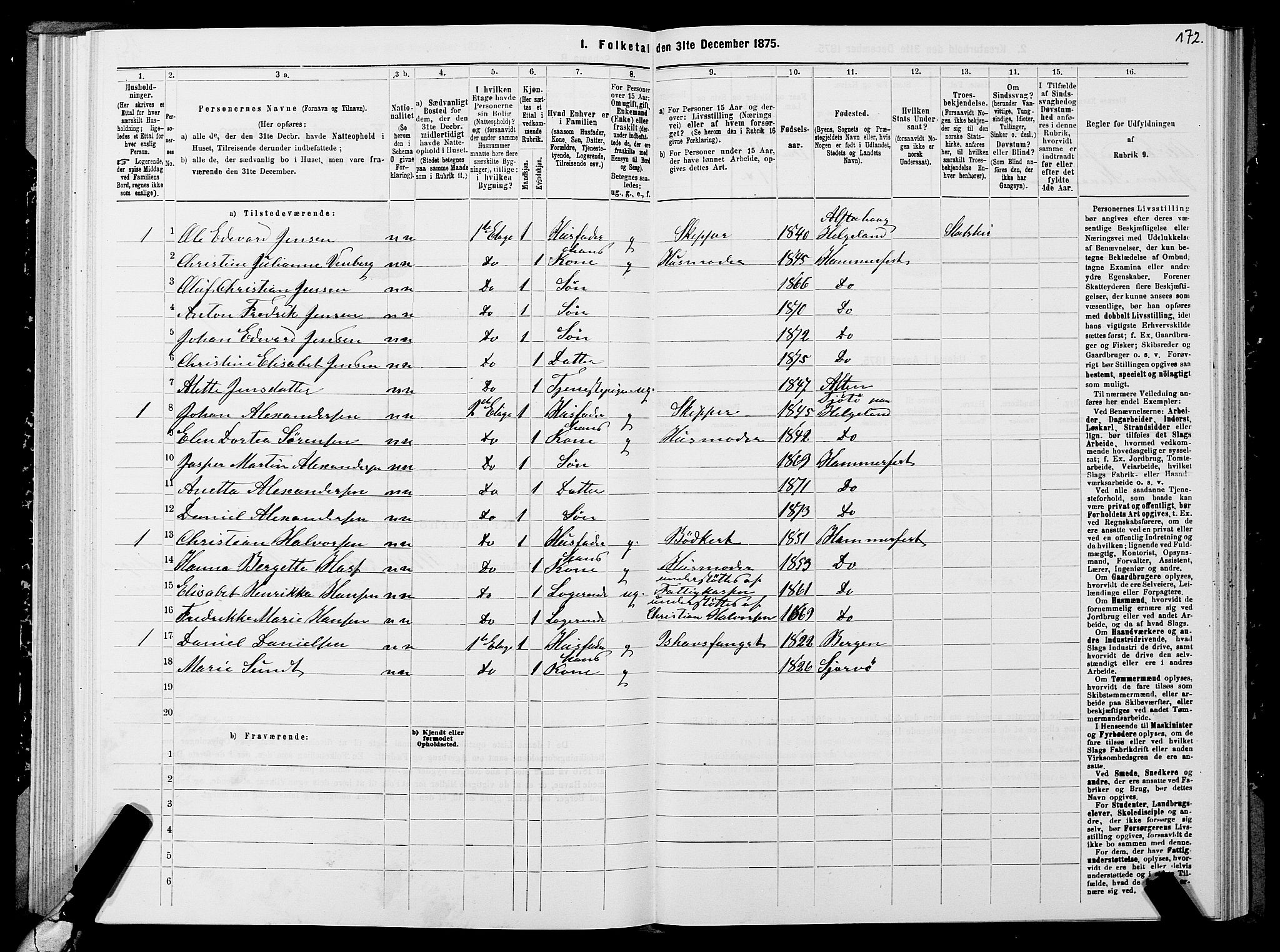 SATØ, 1875 census for 2001B Hammerfest/Hammerfest, 1875, p. 2172