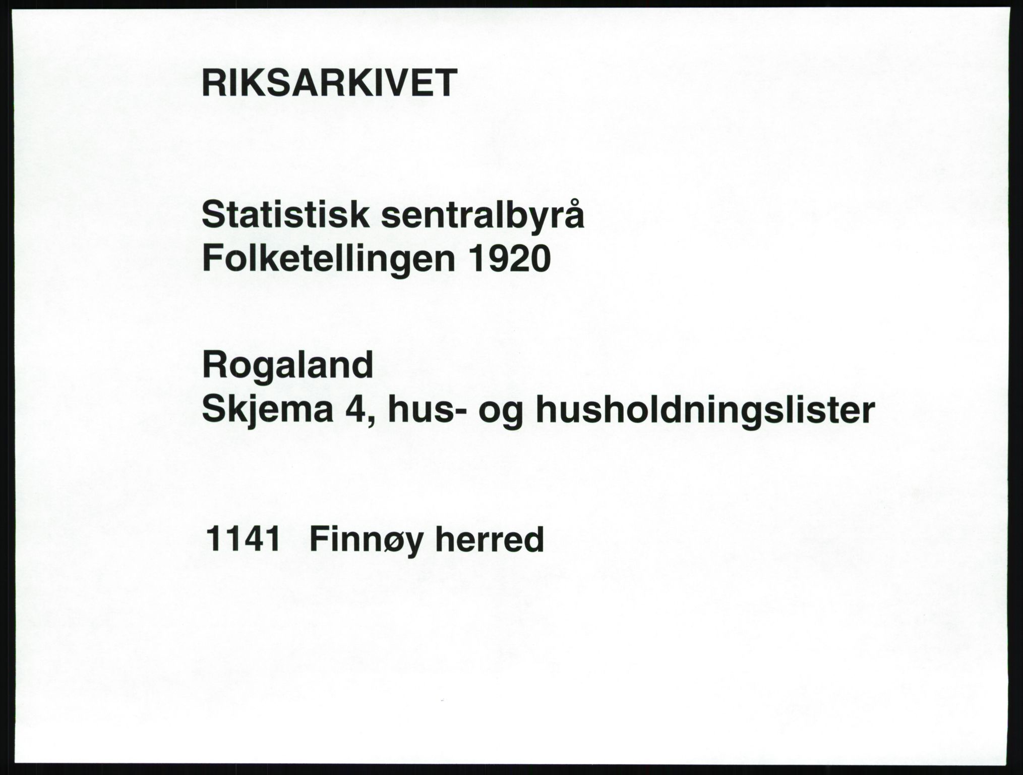 SAST, 1920 census for Finnøy, 1920, p. 30