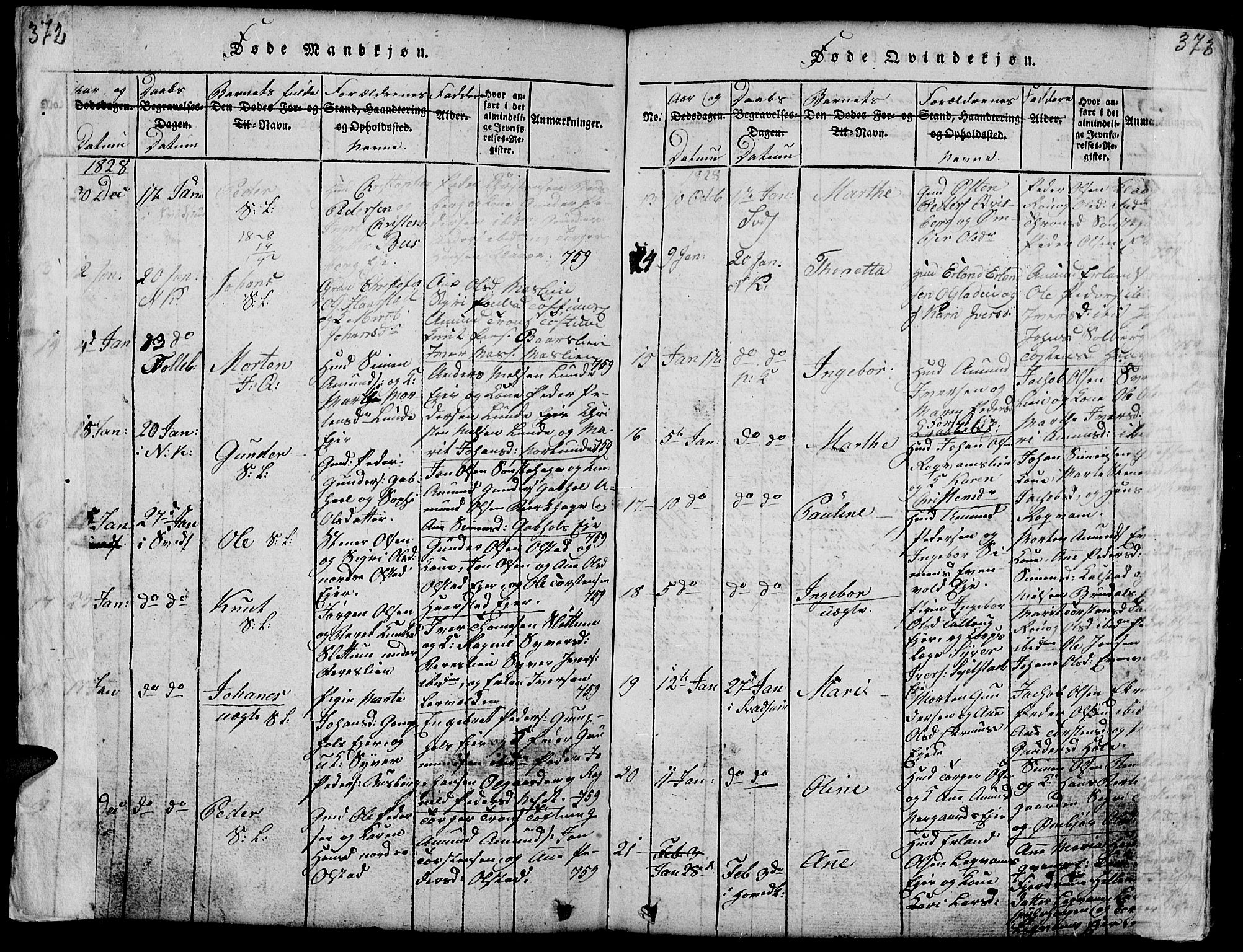 Gausdal prestekontor, AV/SAH-PREST-090/H/Ha/Hab/L0001: Parish register (copy) no. 1, 1817-1848, p. 372-373