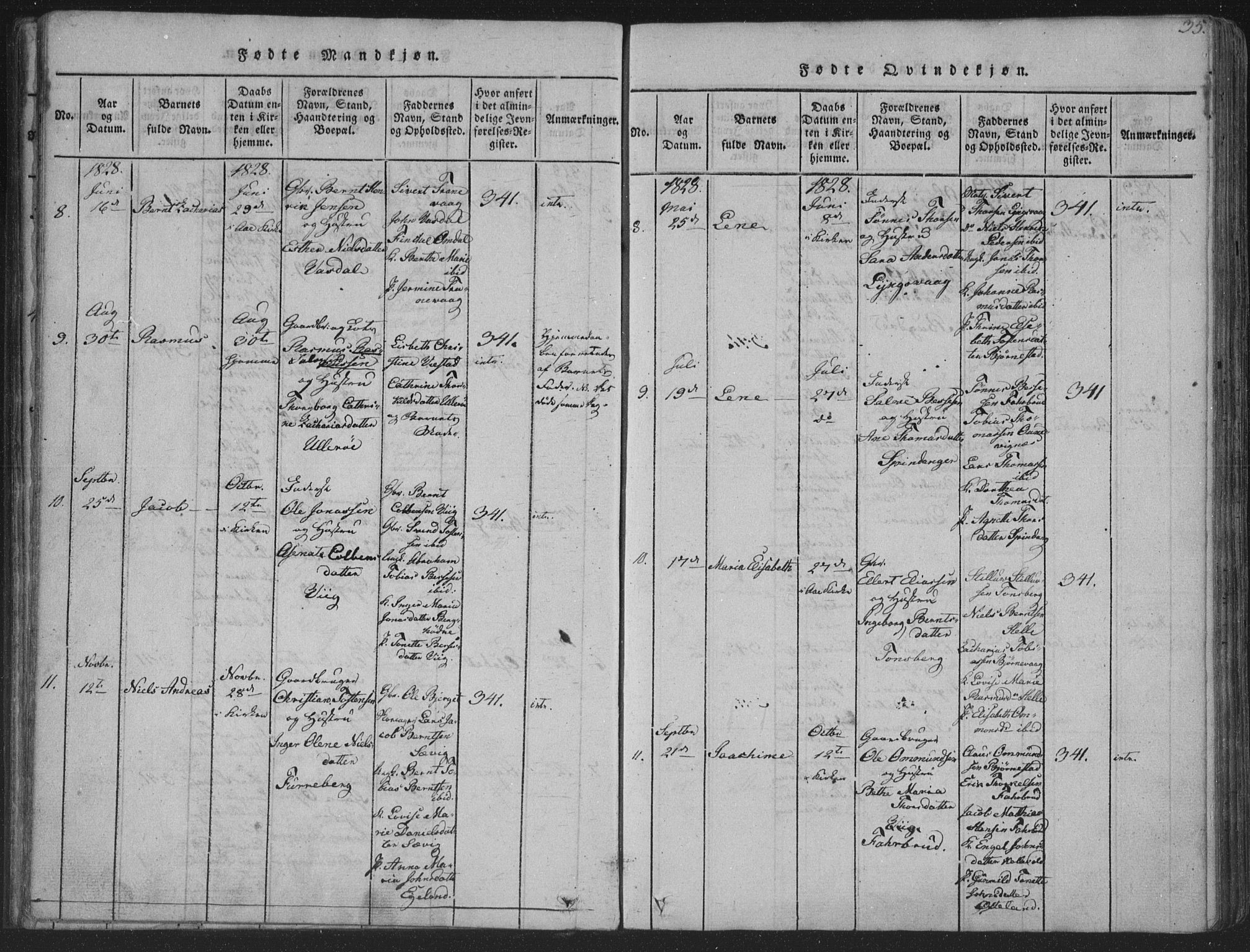 Herad sokneprestkontor, SAK/1111-0018/F/Fa/Fab/L0002: Parish register (official) no. A 2, 1816-1844, p. 35