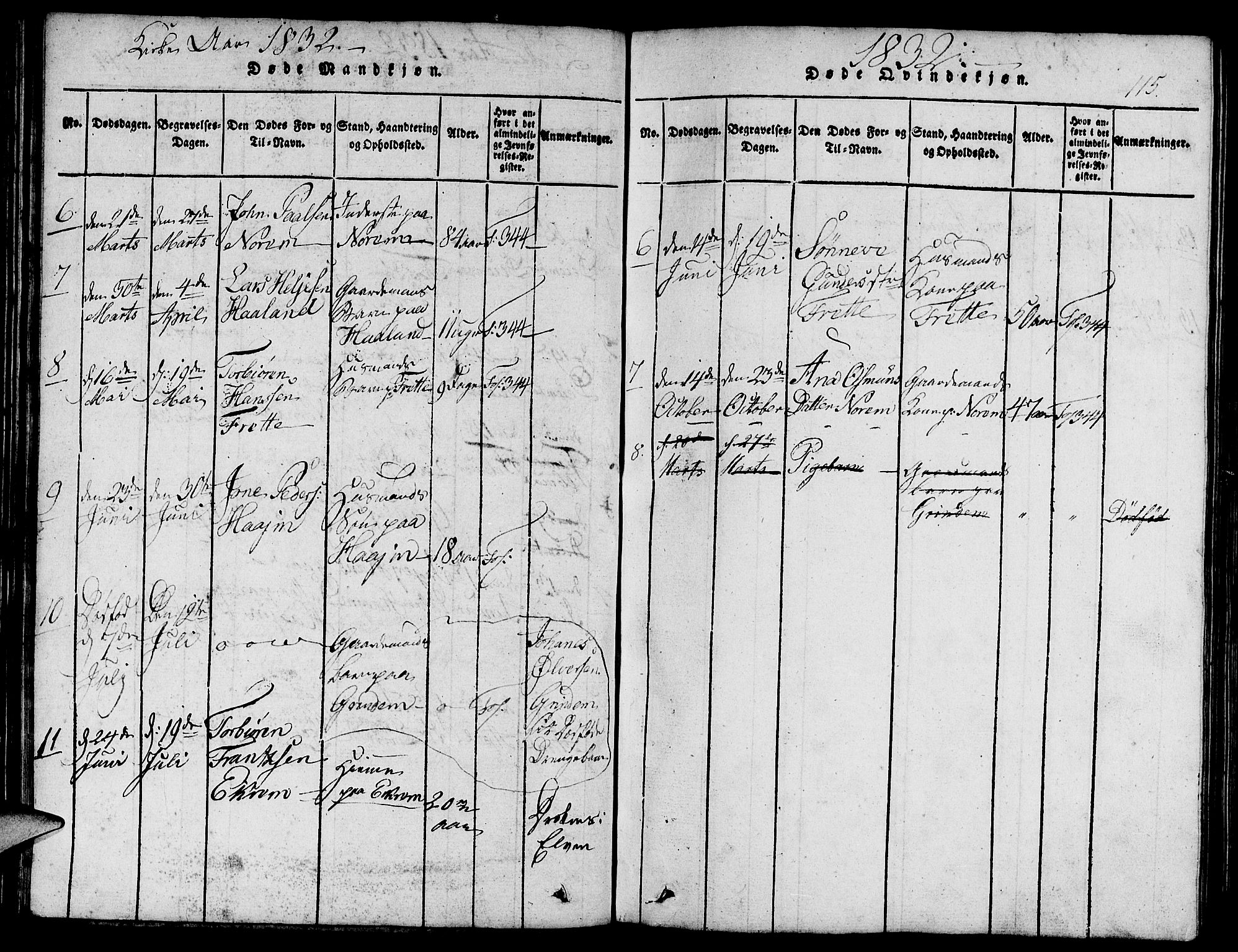Etne sokneprestembete, SAB/A-75001/H/Hab: Parish register (copy) no. C 1, 1816-1841, p. 115