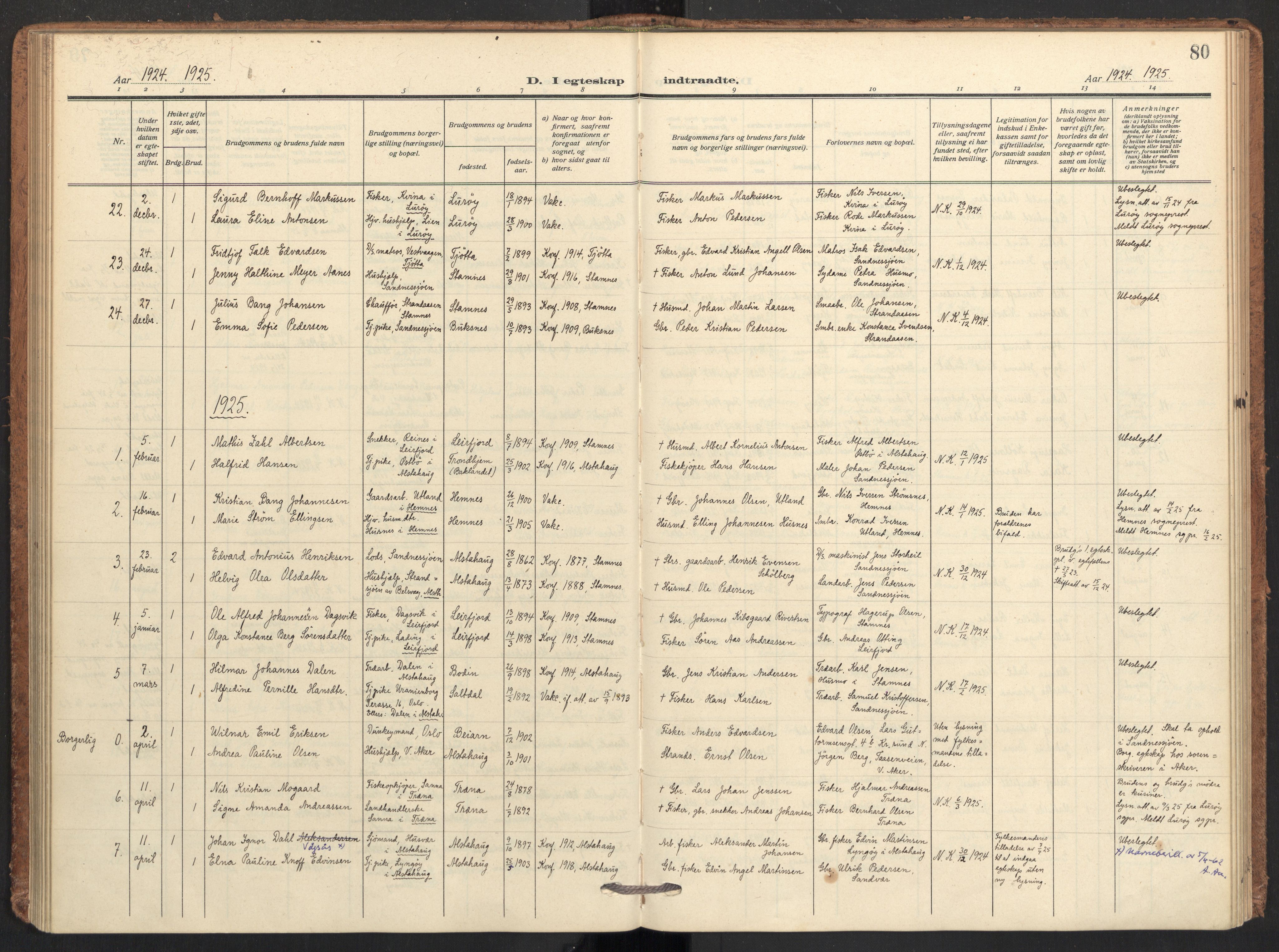 Ministerialprotokoller, klokkerbøker og fødselsregistre - Nordland, AV/SAT-A-1459/831/L0473: Parish register (official) no. 831A04, 1909-1934, p. 80