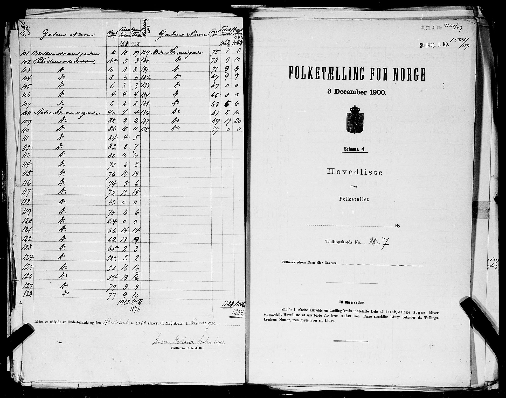 SAST, 1900 census for Stavanger, 1900, p. 136