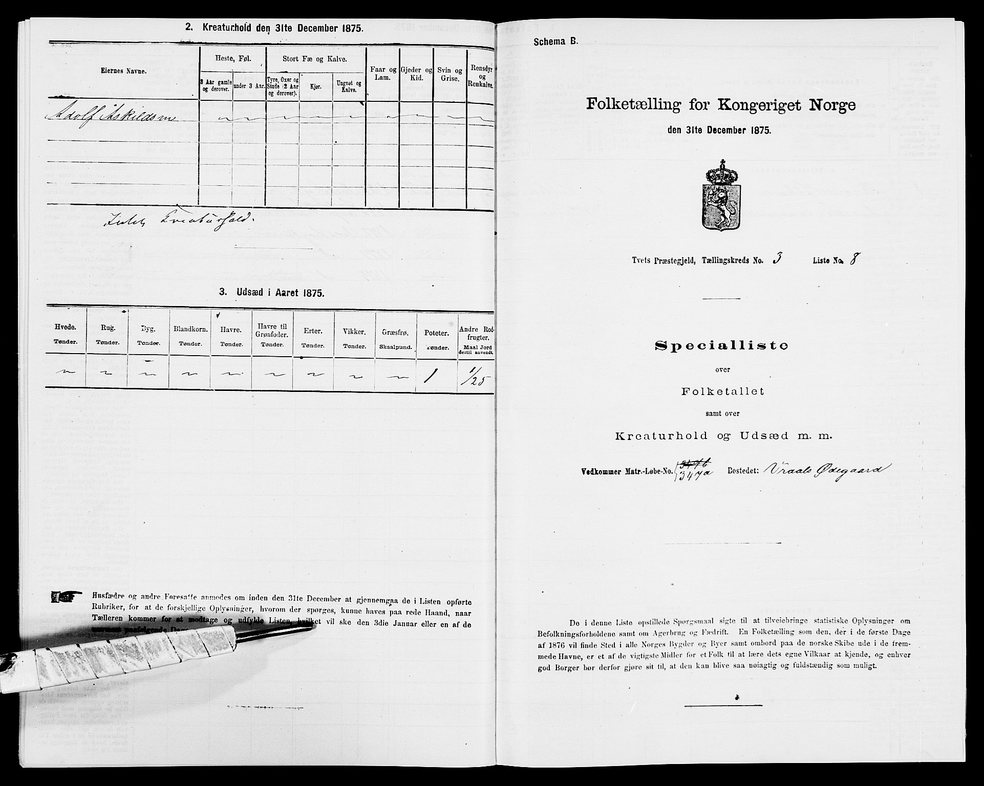 SAK, 1875 census for 1013P Tveit, 1875, p. 329