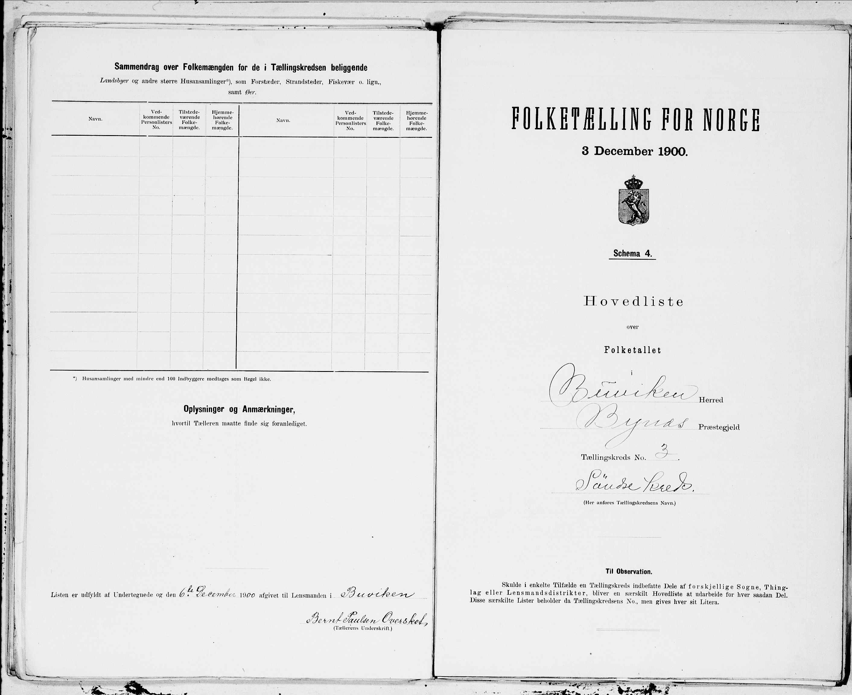 SAT, 1900 census for Buvik, 1900, p. 6