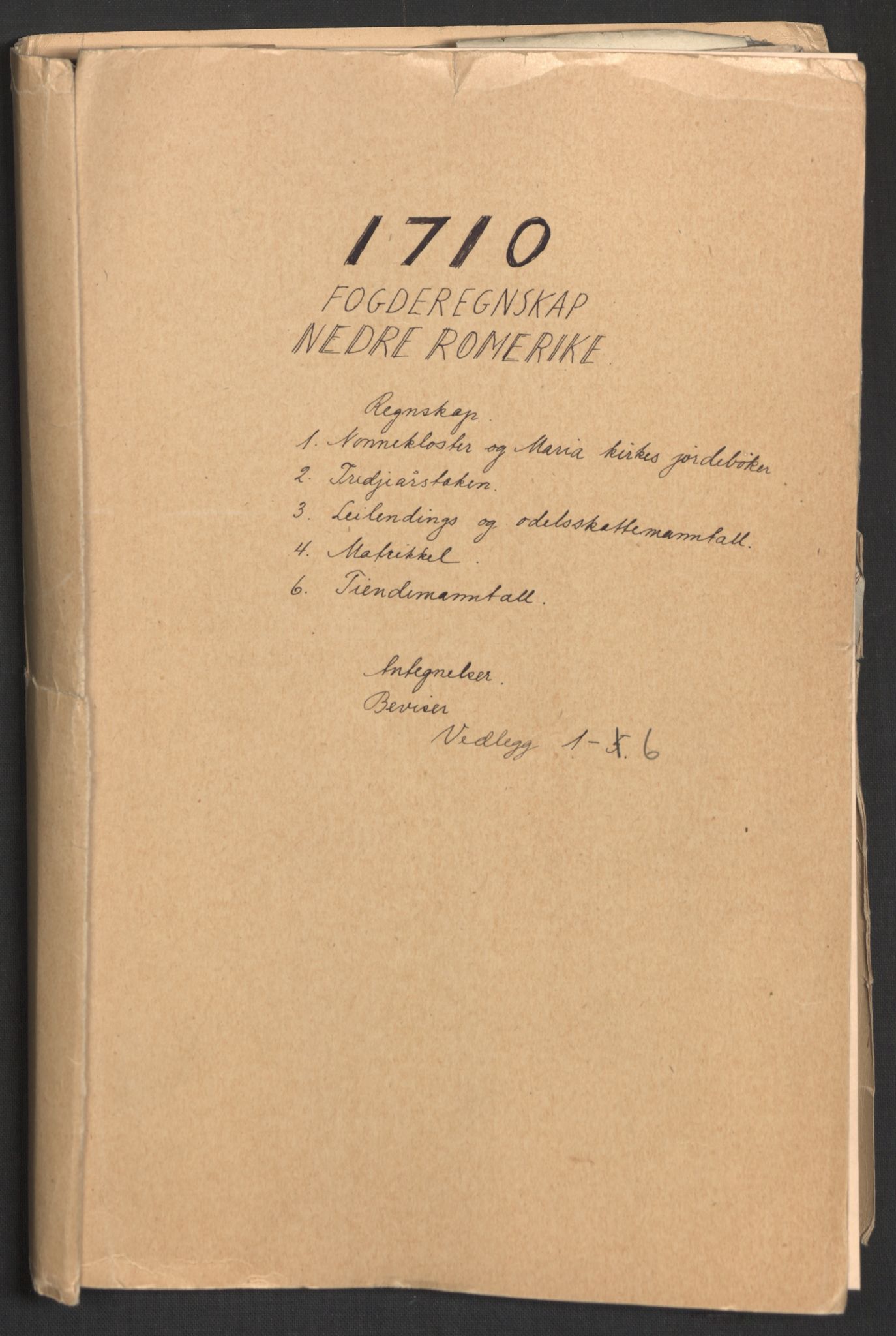 Rentekammeret inntil 1814, Reviderte regnskaper, Fogderegnskap, AV/RA-EA-4092/R11/L0592: Fogderegnskap Nedre Romerike, 1710-1711, p. 2