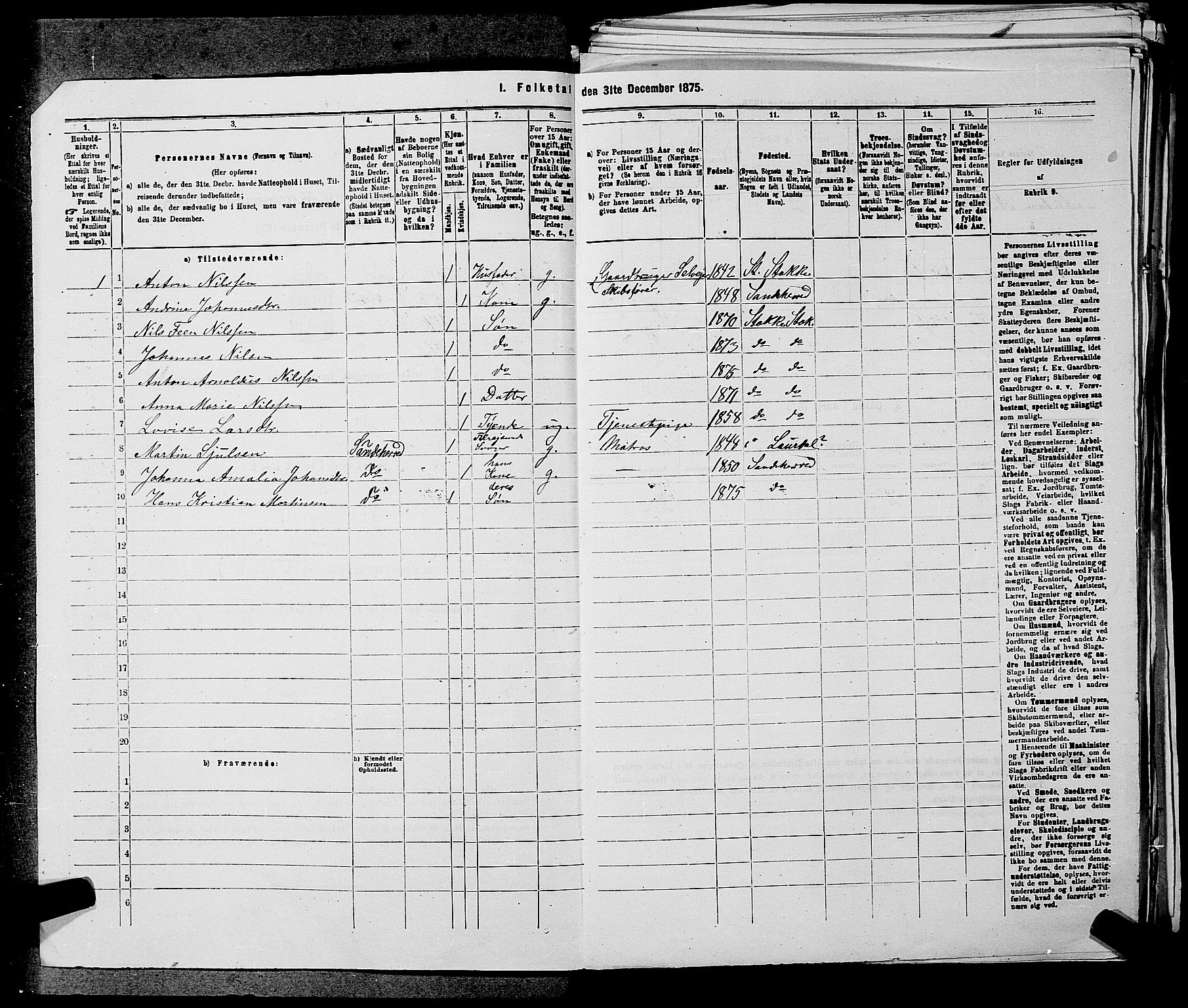 SAKO, 1875 census for 0720P Stokke, 1875, p. 464